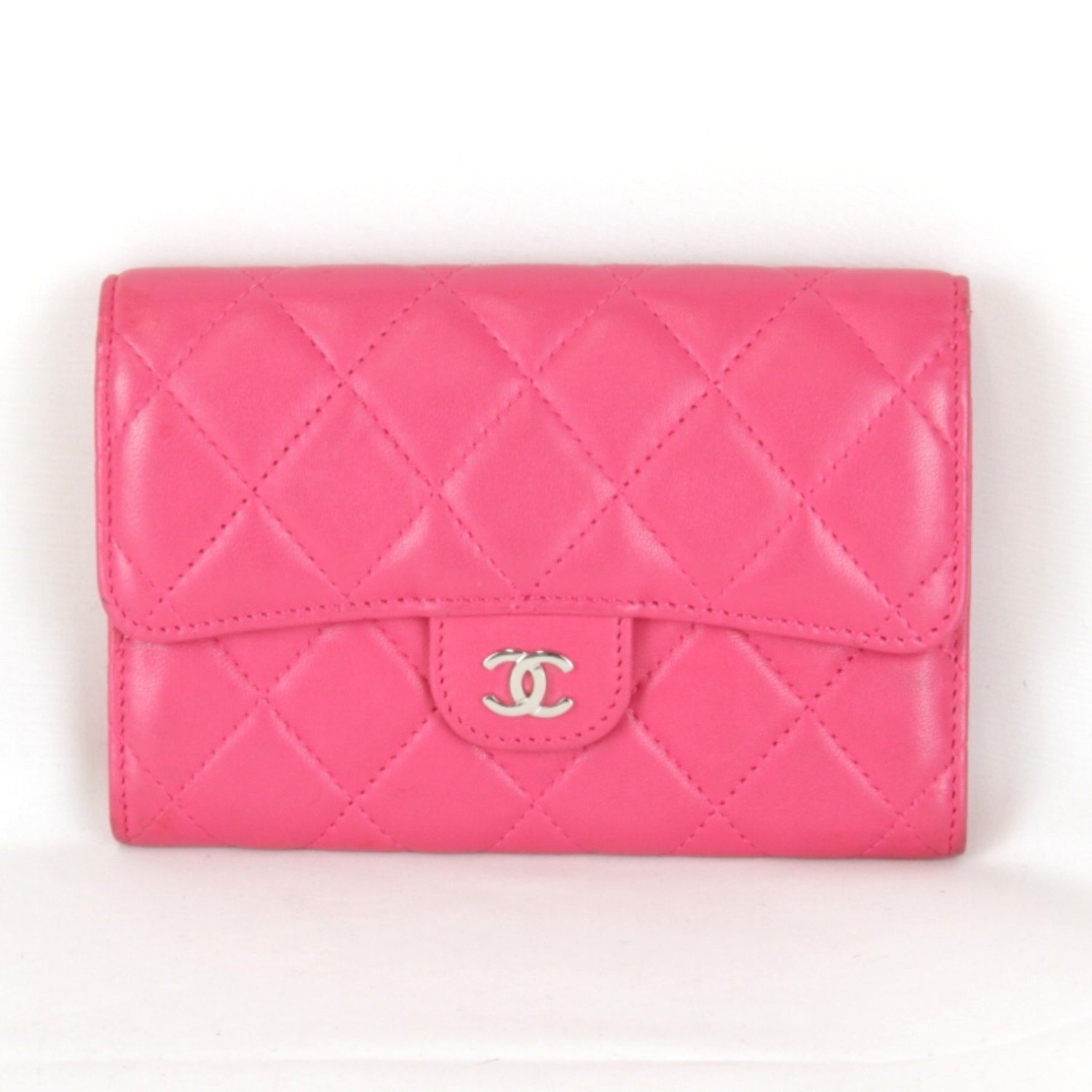 CHANEL Timeless Classic Card/Bifold Wallet, Pink Leather, Women's Wallet