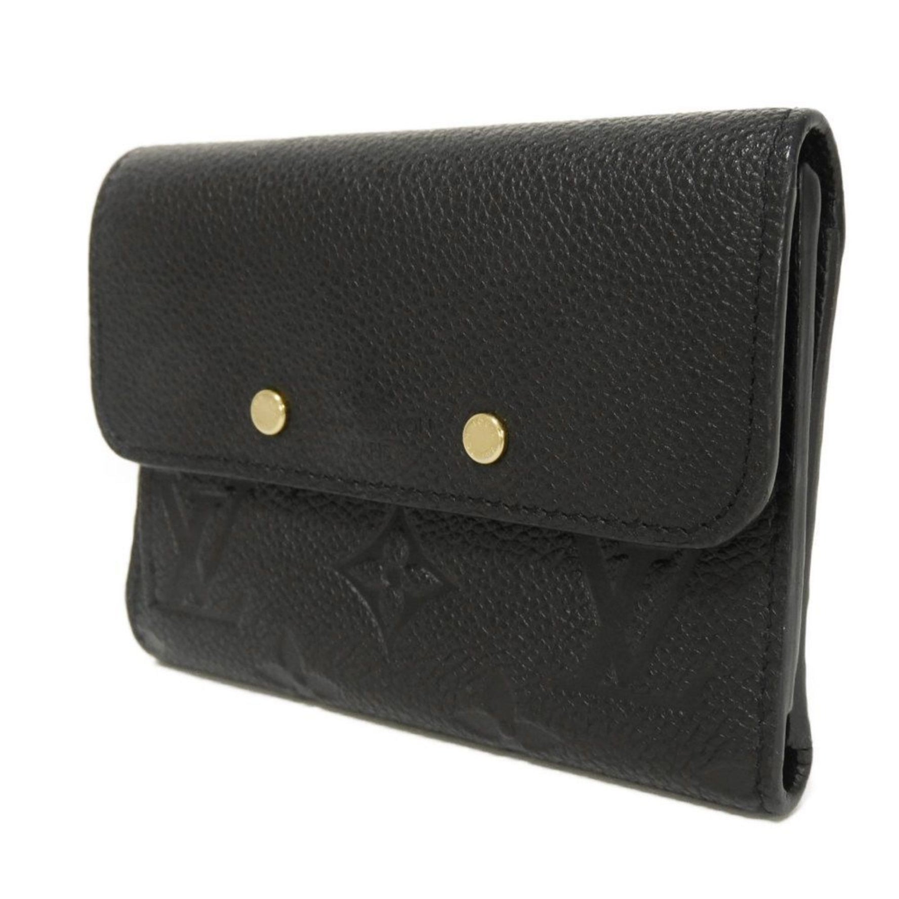 Louis Vuitton Portefeuille Pont Neuf Compact Tri-fold Wallet, LV Flower Black Monogram Empreinte Noir, Men's/Women's, Bill Compartment