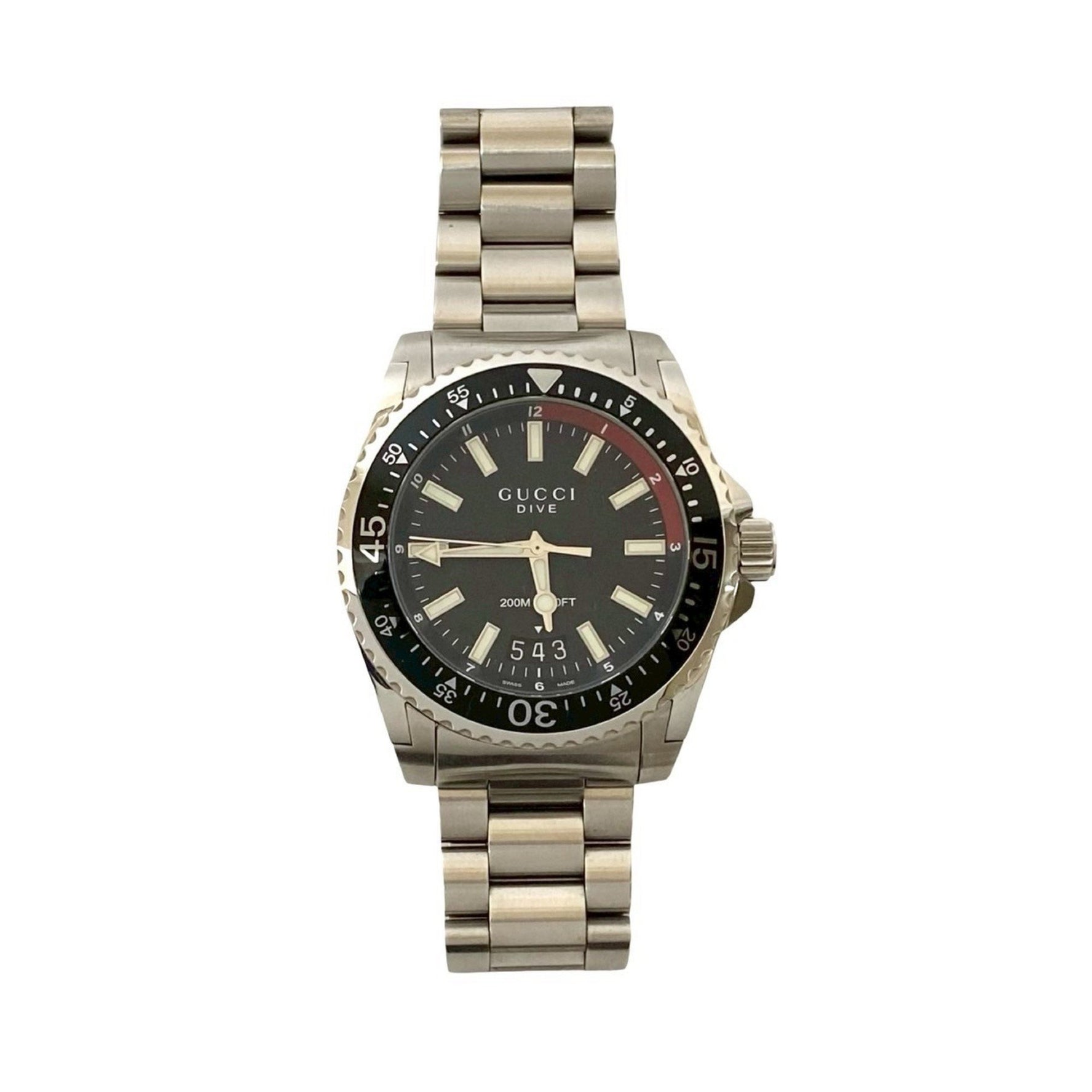 GUCCI Dive Stainless Steel Quartz Watch, Men's Accessory, Silver/Black,
