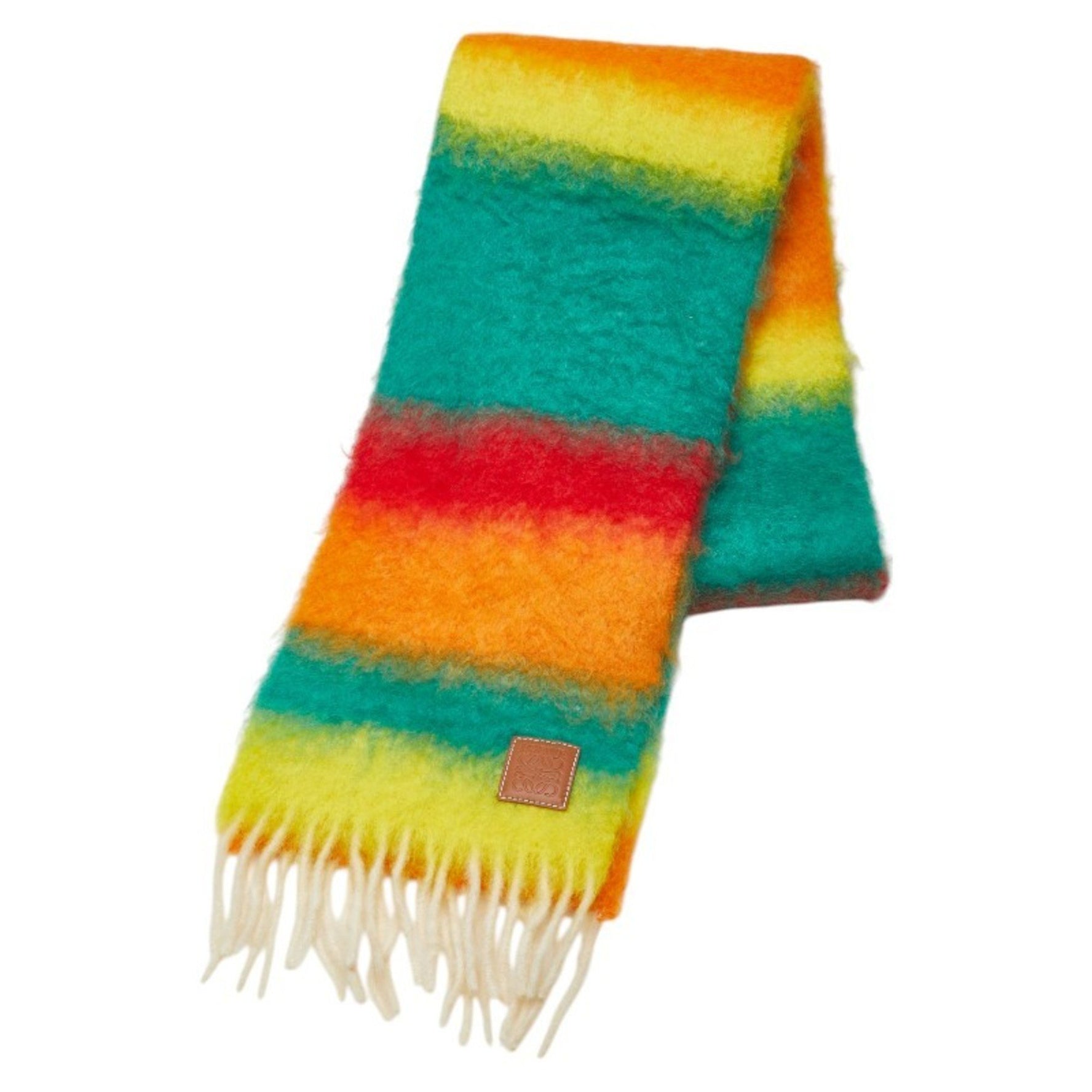 LOEWE Anagram Stripe Scarf in Multicolor Wool and Mohair