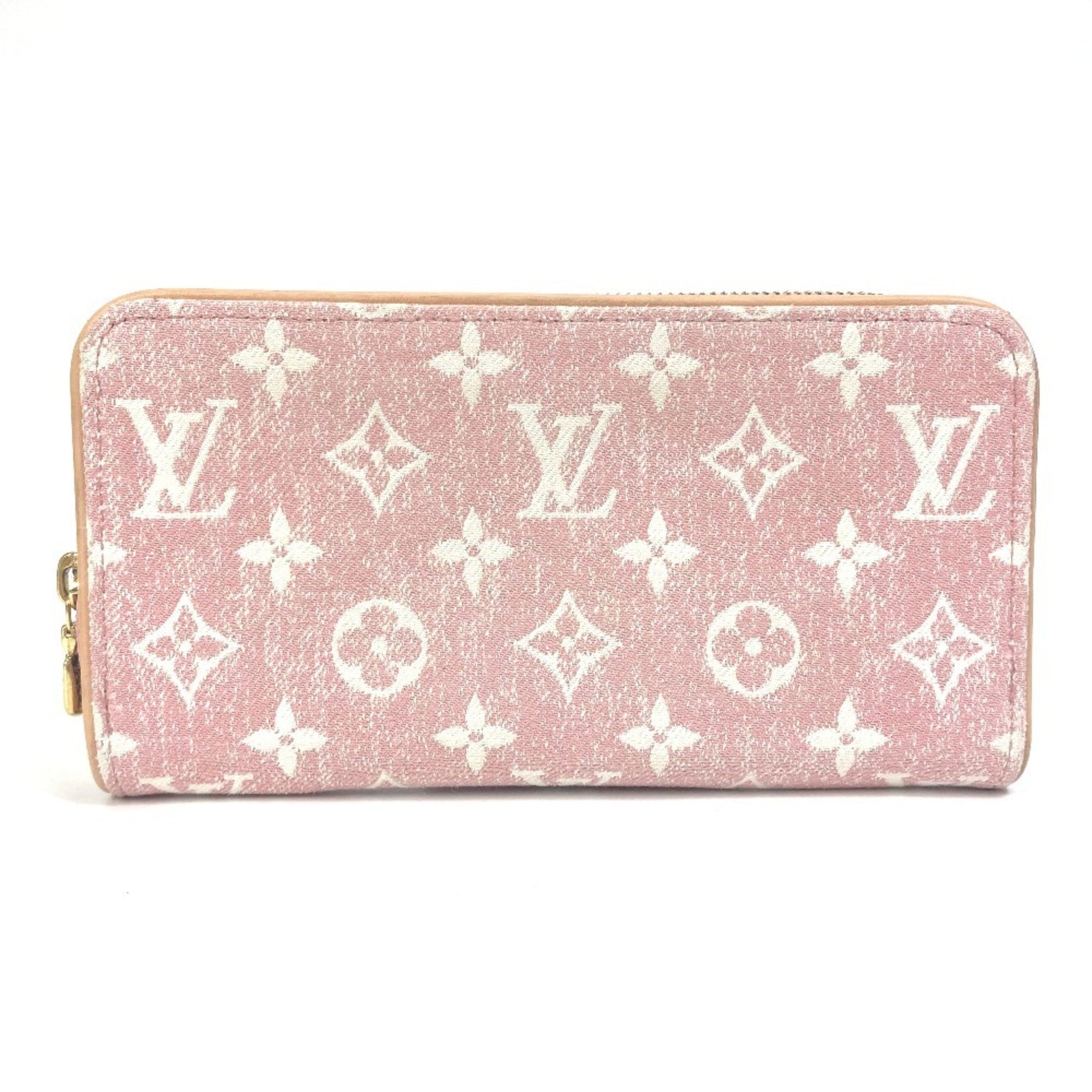 LOUIS VUITTON M81182 Monogram Denim Zippy Wallet, Women's, Pink
