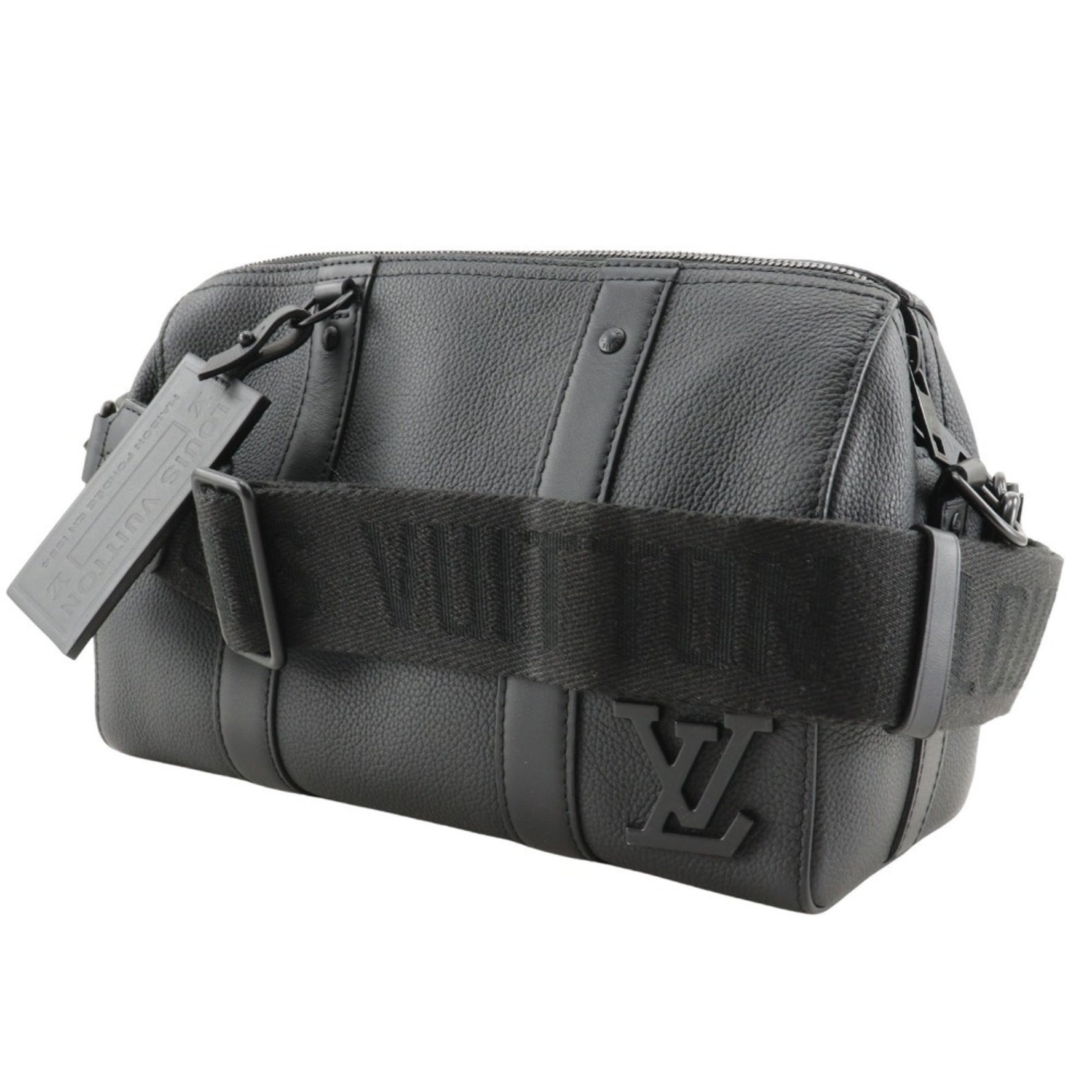 LOUIS VUITTON City Keepall Shoulder Bag LV Aerogram Mini Boston M59255 Calf Noir Black Double Men's