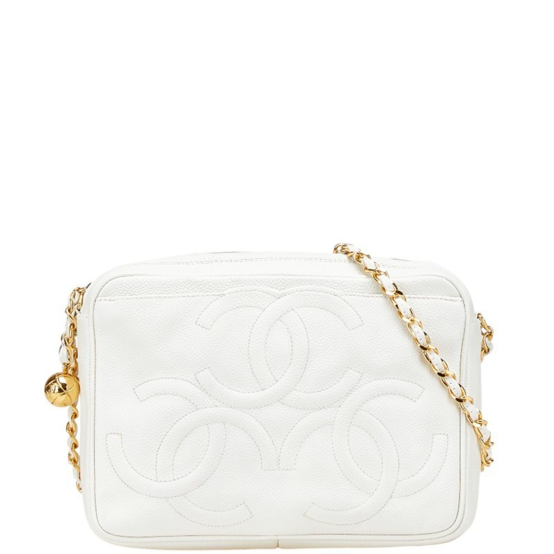 CHANEL Triple Coco Mark Shoulder Bag in Caviar Skin