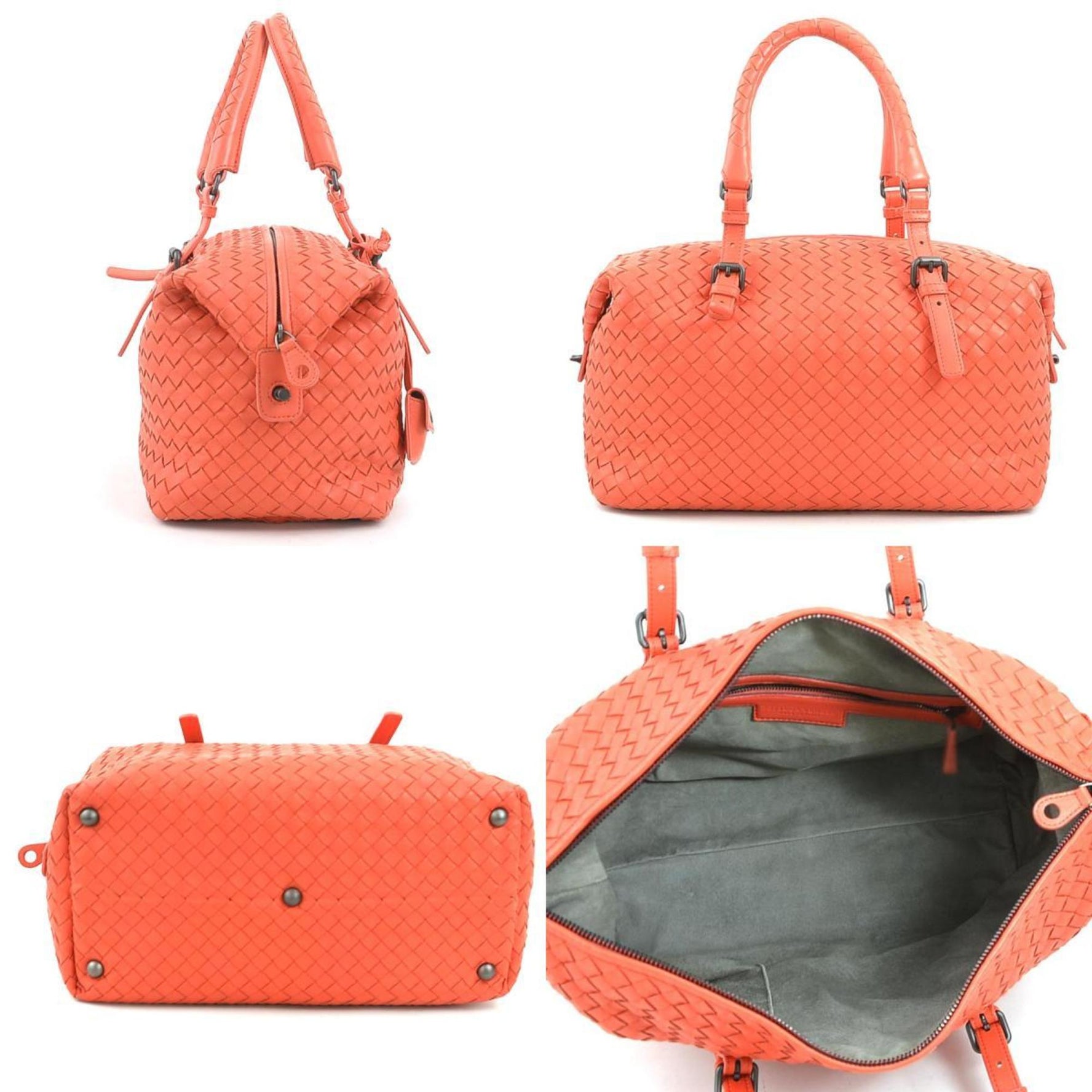 BOTTEGA VENETA Handbag Intrecciato Leather Orange Pink