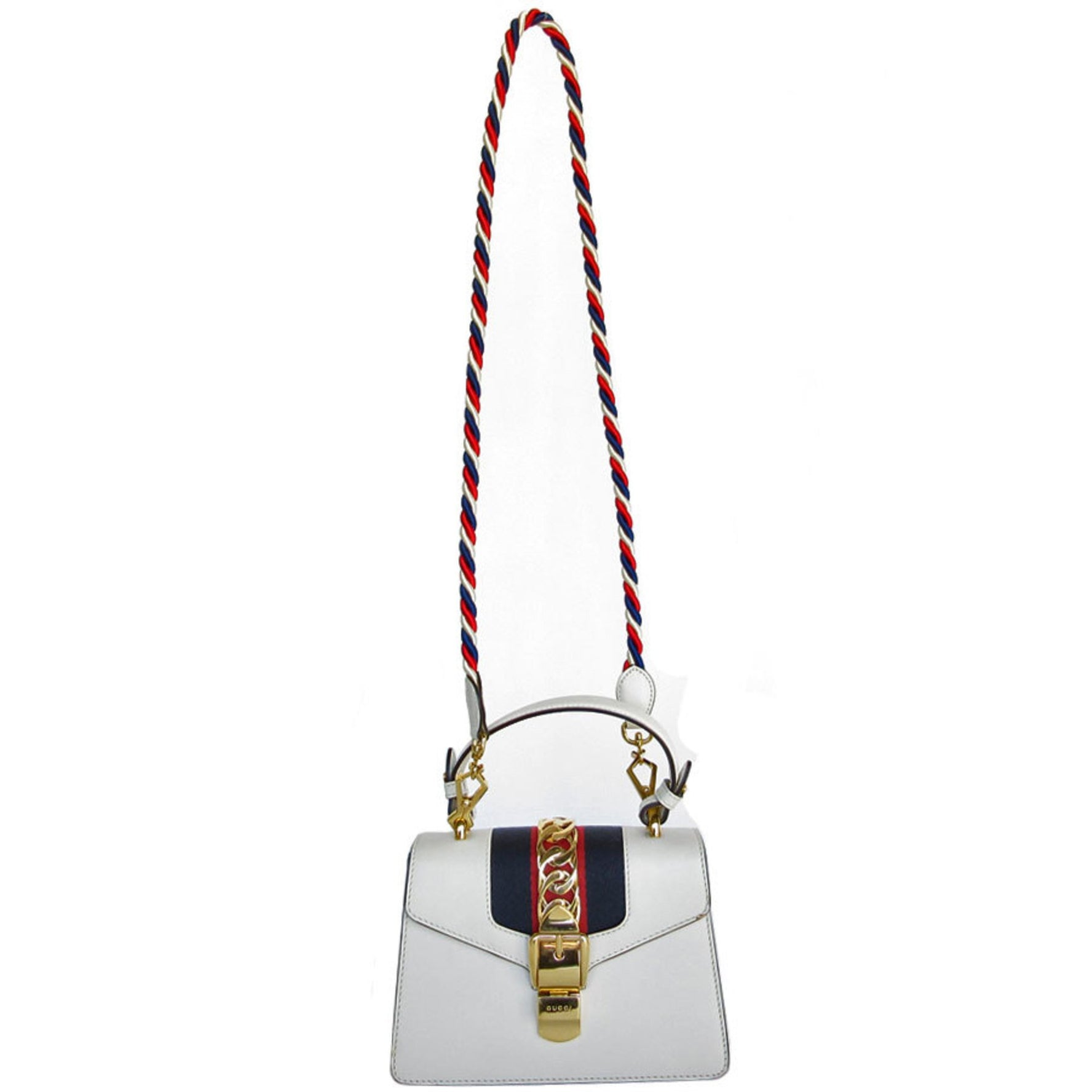 GUCCI Handbag Shoulder Bag Sylvie Leather Off-White Gold Women's s0387a