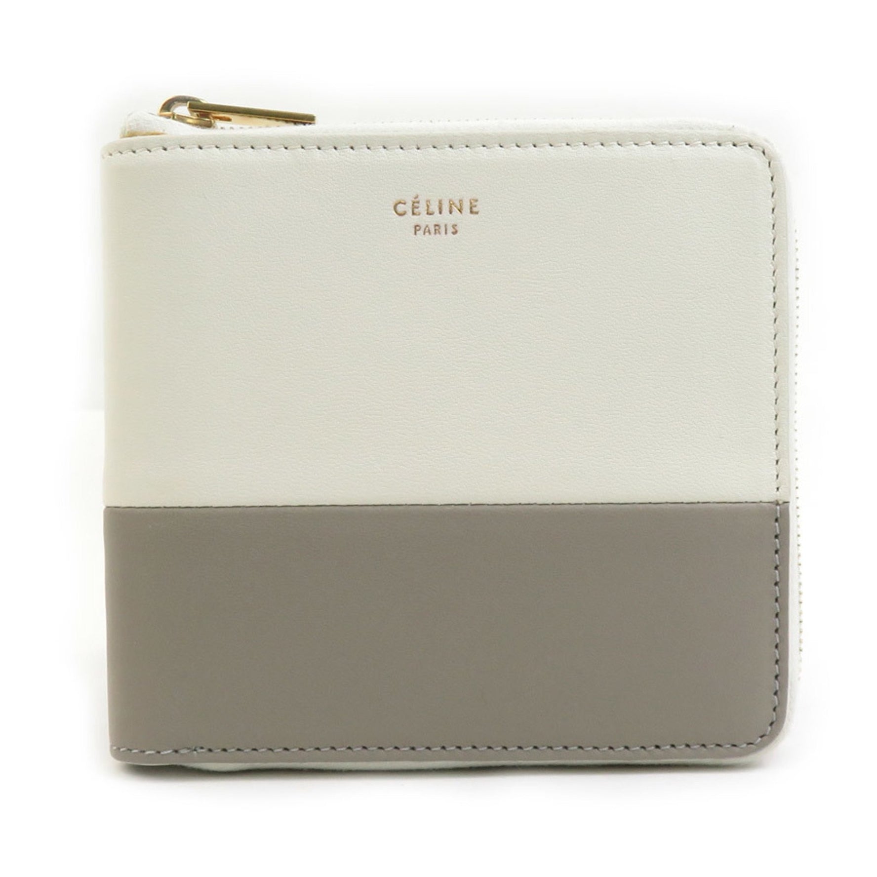 Celine Bifold Wallet in Gray and Ivory Leather