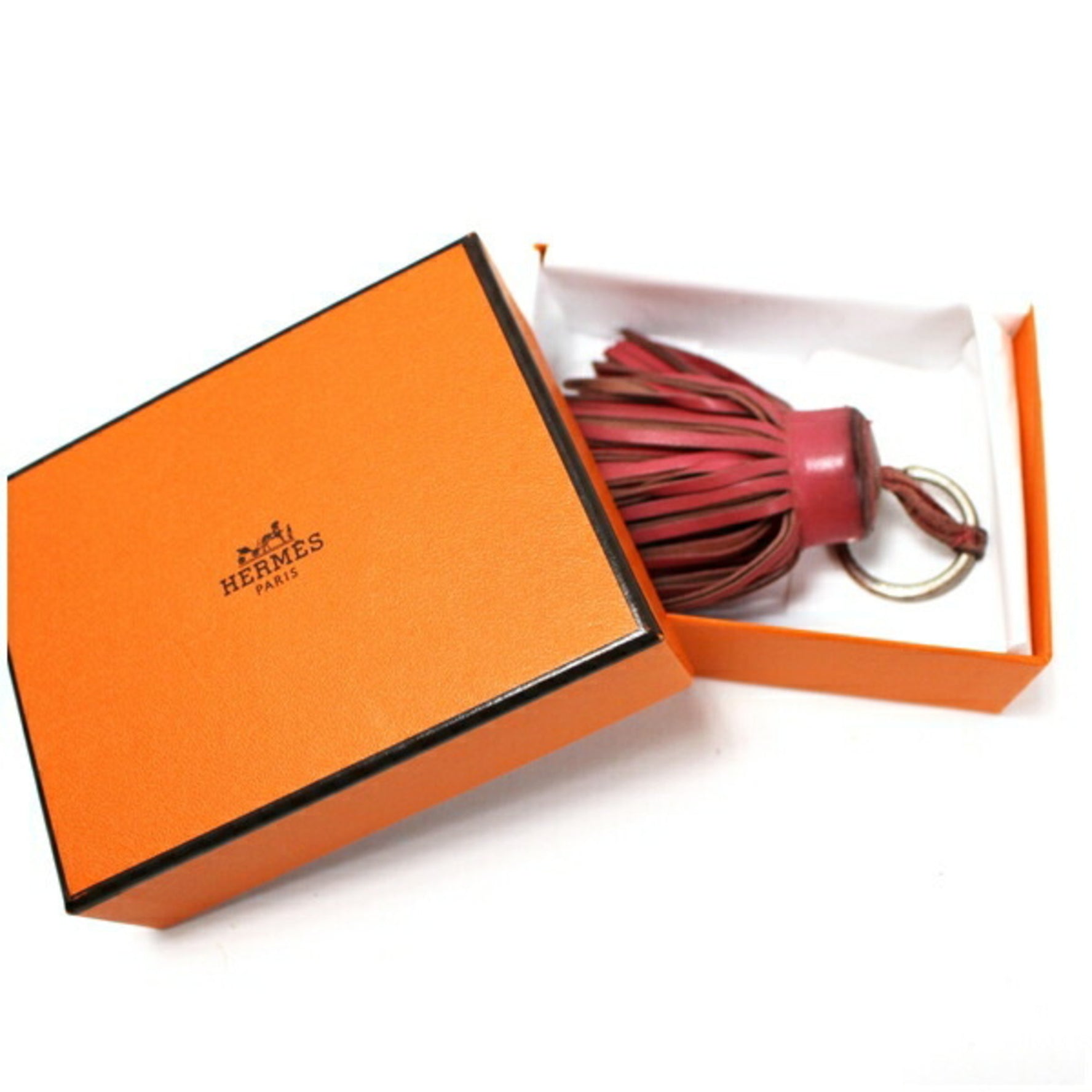 Hermes Keyring Bag Charm Carmen Leather Pink