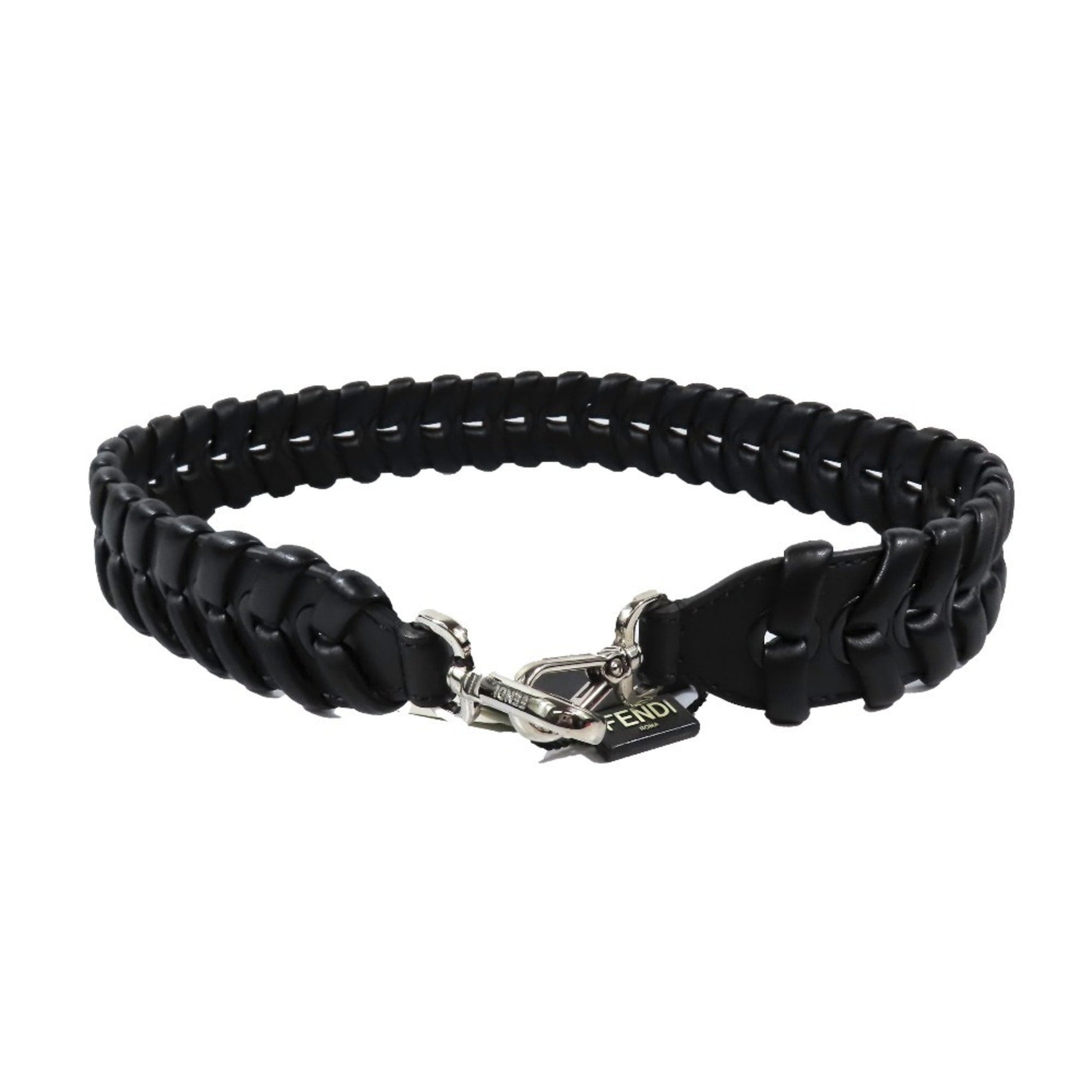FENDI Strap You Leather Chain Bag Shoulder Mesh Design Accessory Black Women's