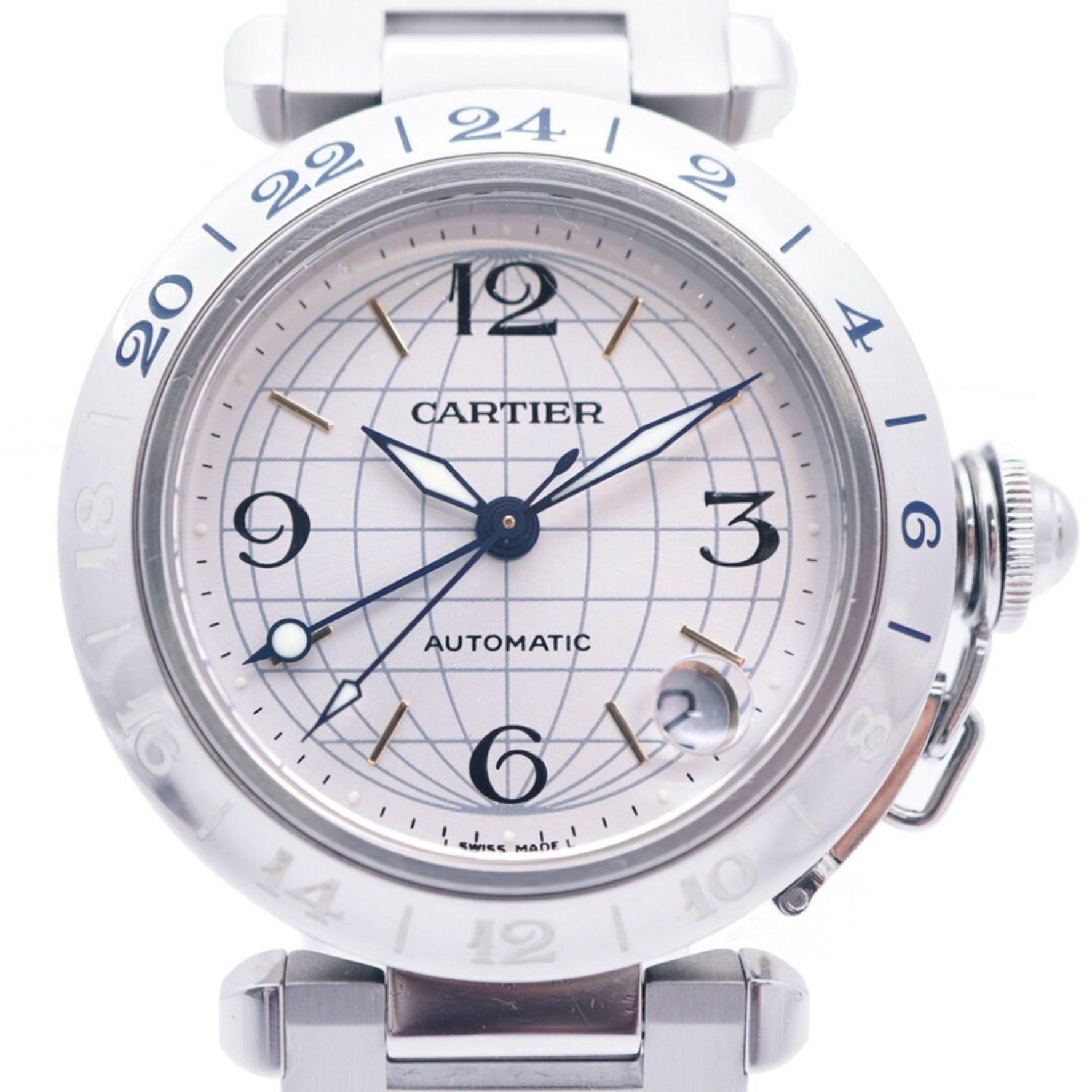 Cartier Pasha C Meridian Automatic Watch SS Silver Men's Unisex