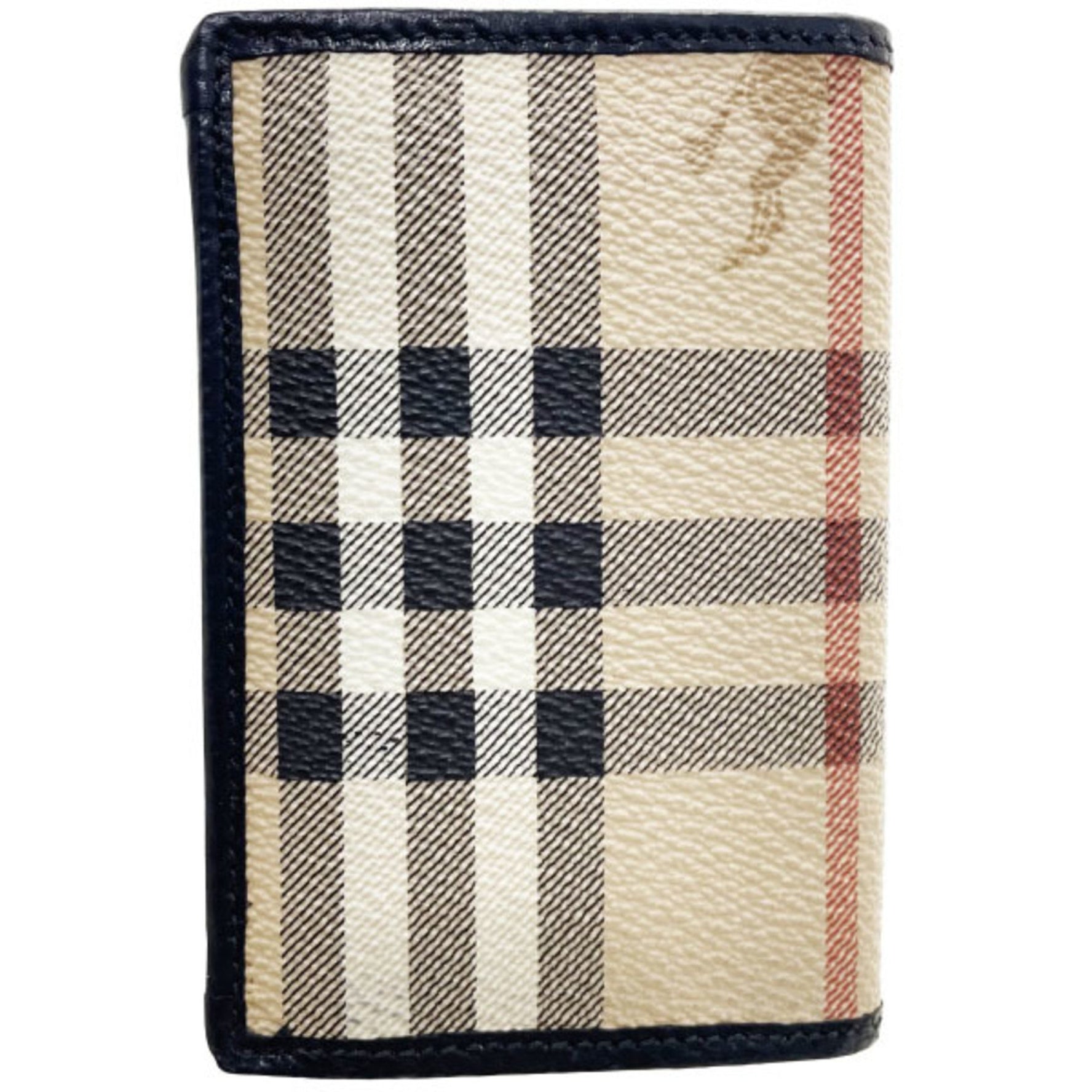 Burberry Business Card Holder PVC Leather Beige Black BURBERRY Burberrys Horse Mark KK-15132
