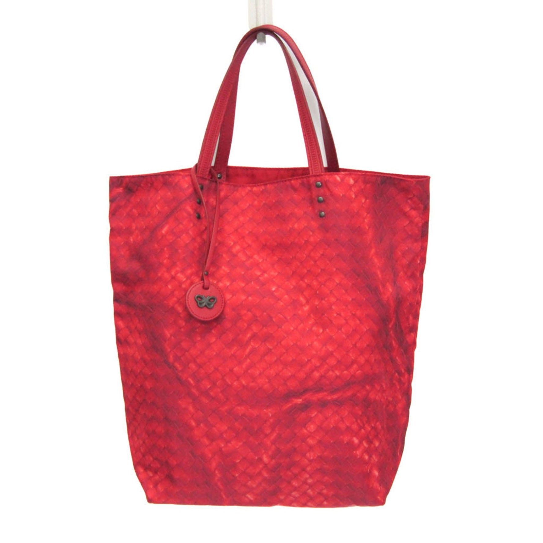 Bottega Veneta Intrecciolusion Nylon,Leather Handbag,Tote Bag Red Color
