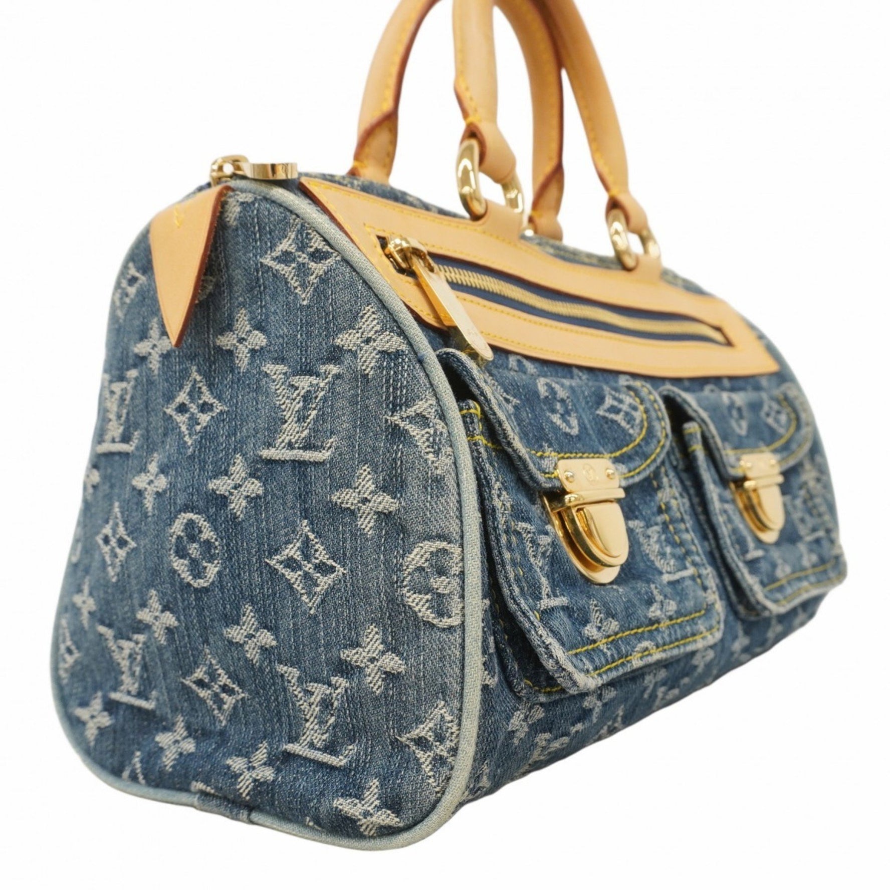 Louis Vuitton Monogram Denim Neo Speedy Handbag M95019 Blue Women's