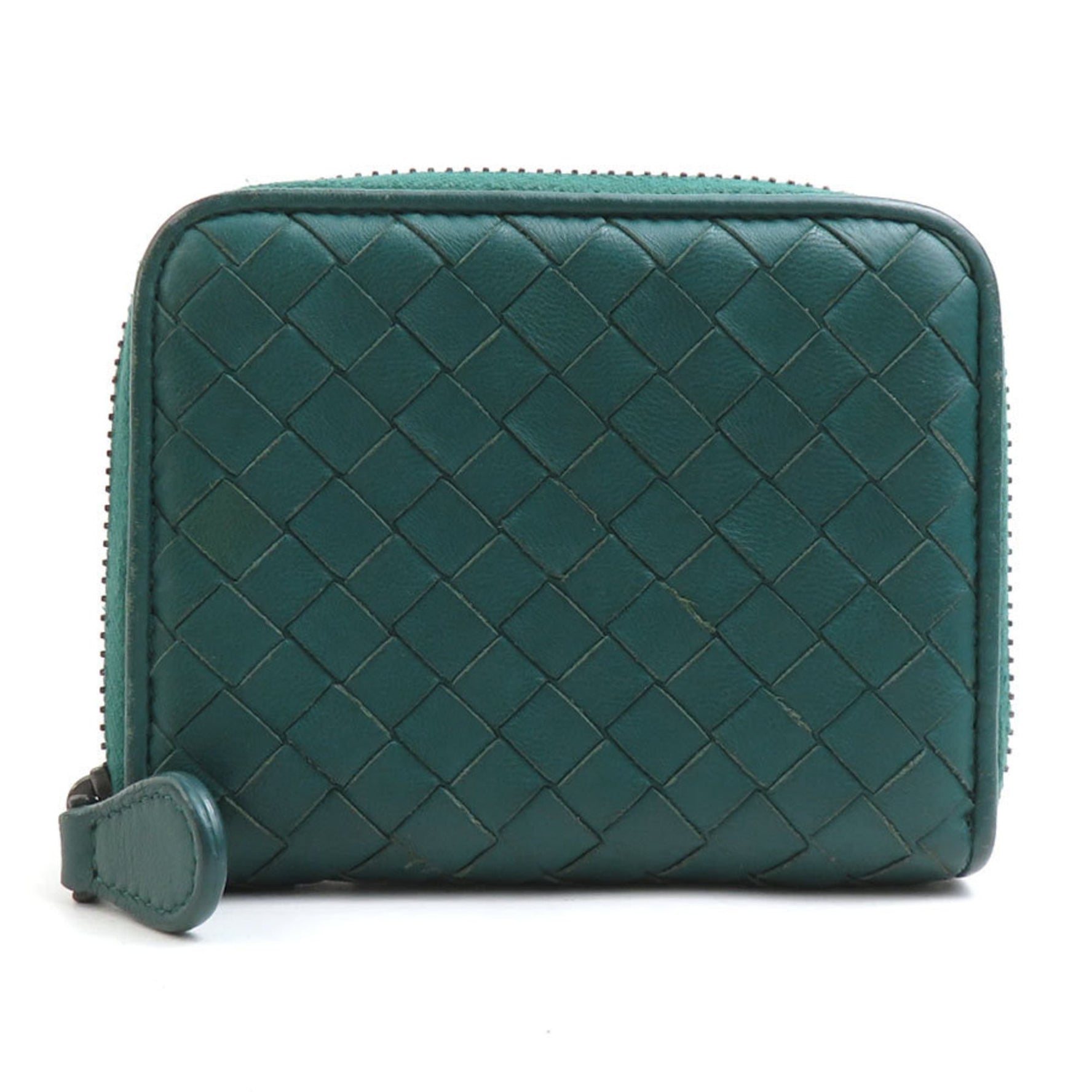 Bottega Veneta Men's Intrecciato Leather Wallet/Coin Case in Dark Green