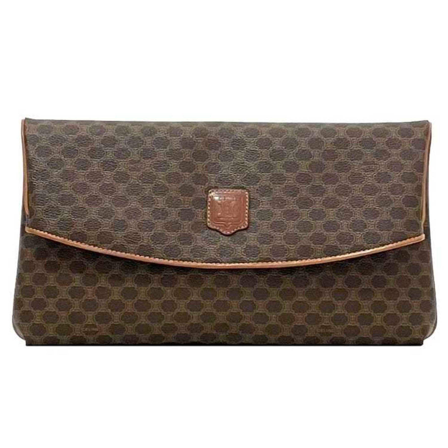 Celine Clutch Bag Macadam PVC Leather Handbag Flap Compact Mini