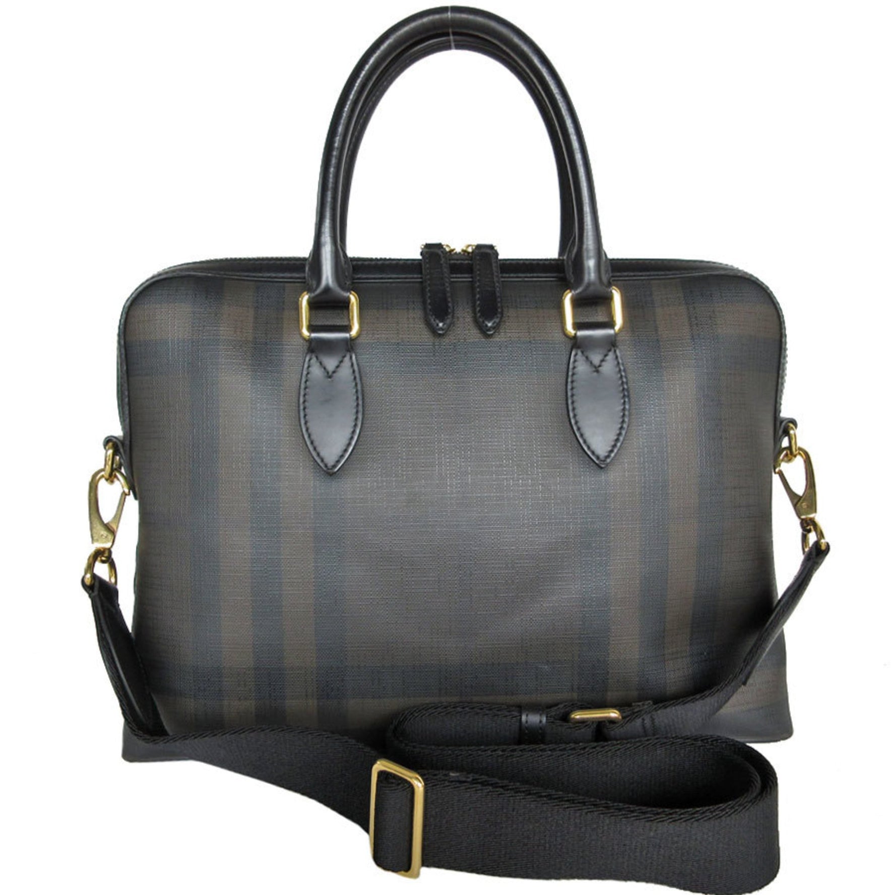 Burberry Handbag Shoulder Bag Leather Black Brown Gold