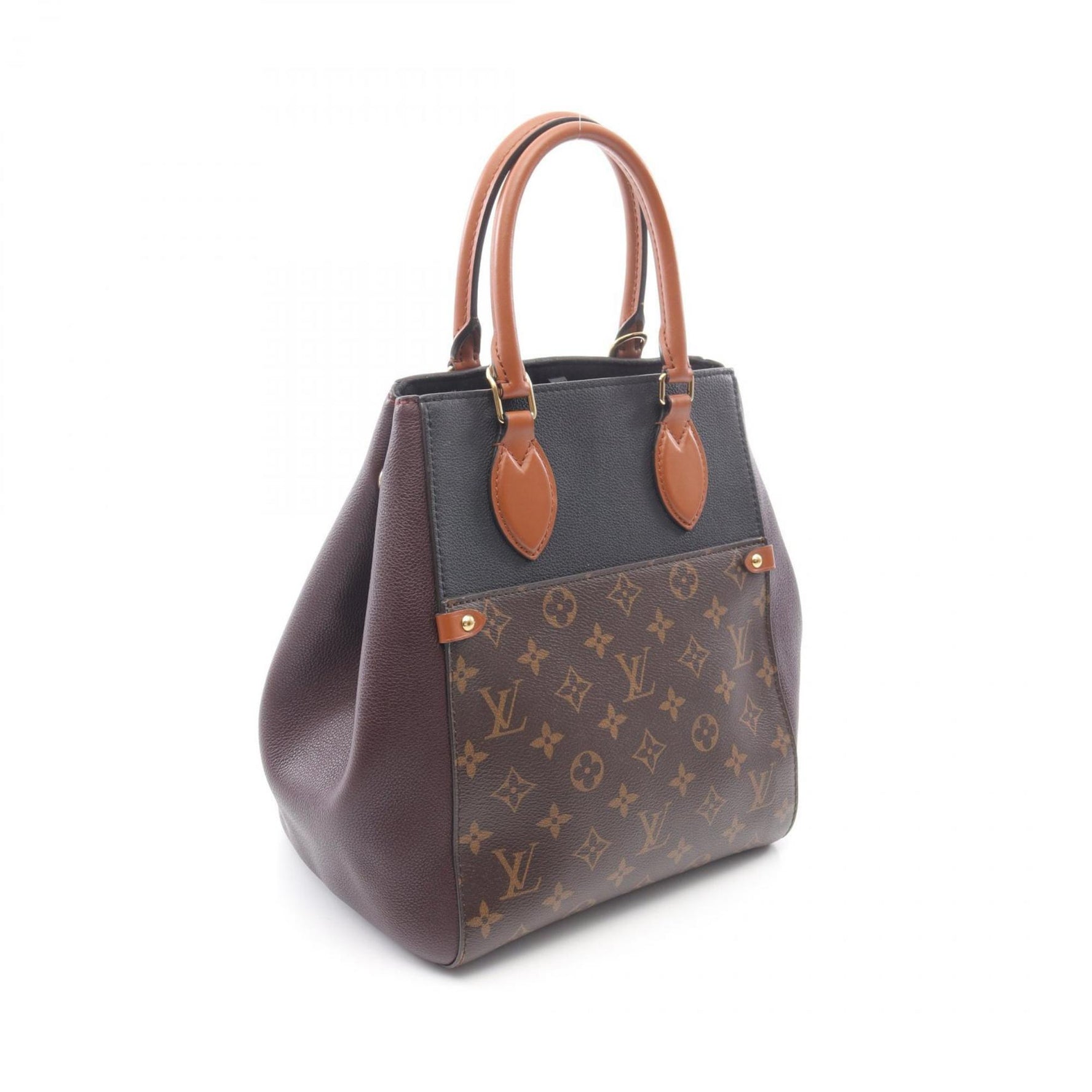 Louis Vuitton Fold Tote MM Handbag, PVC-Coated Canvas and Leather, Monogram, Black/Bordeaux/Multicolor