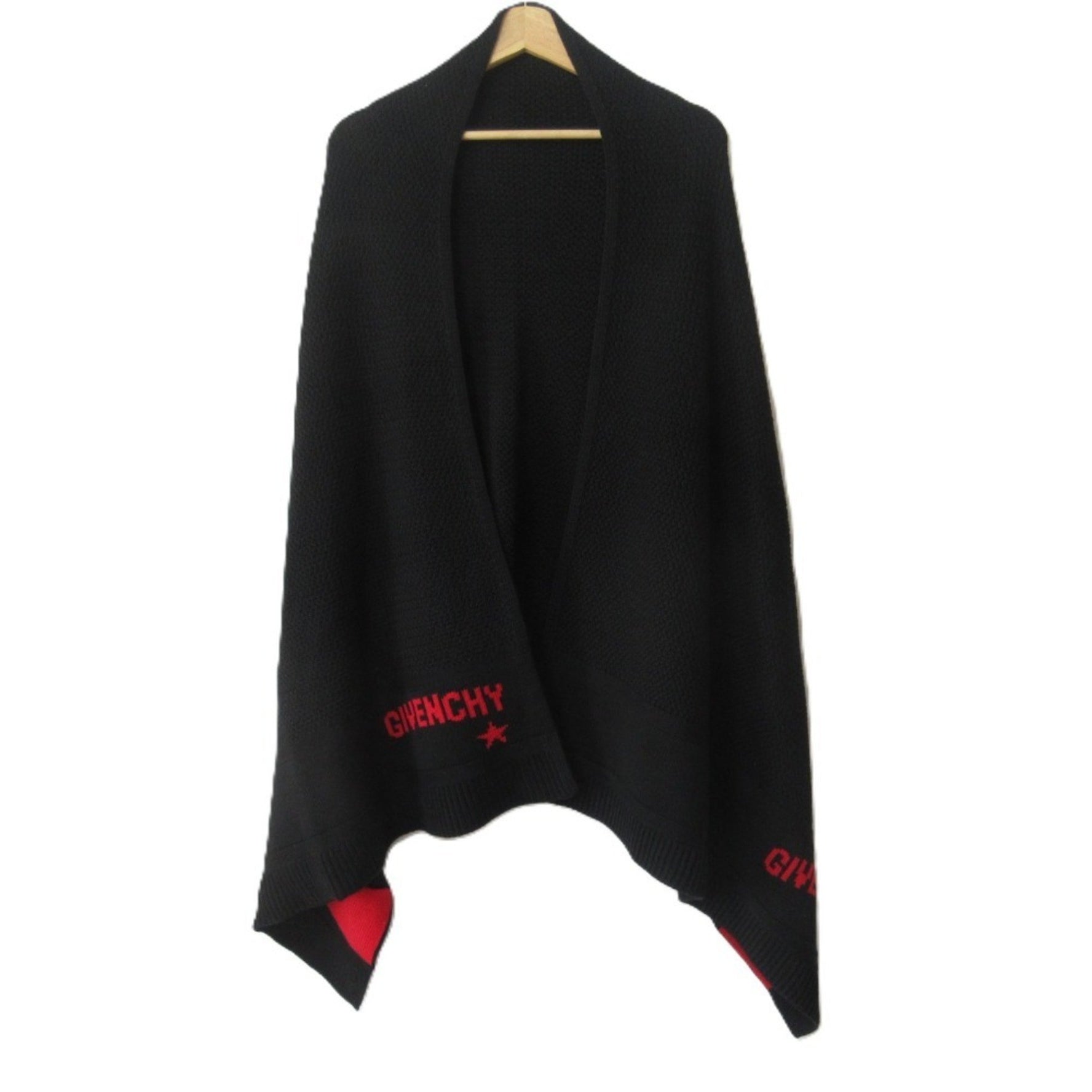 GIVENCHY Large Logo Knit Scarf Stole/Scarf Shawl Black x Red Men's