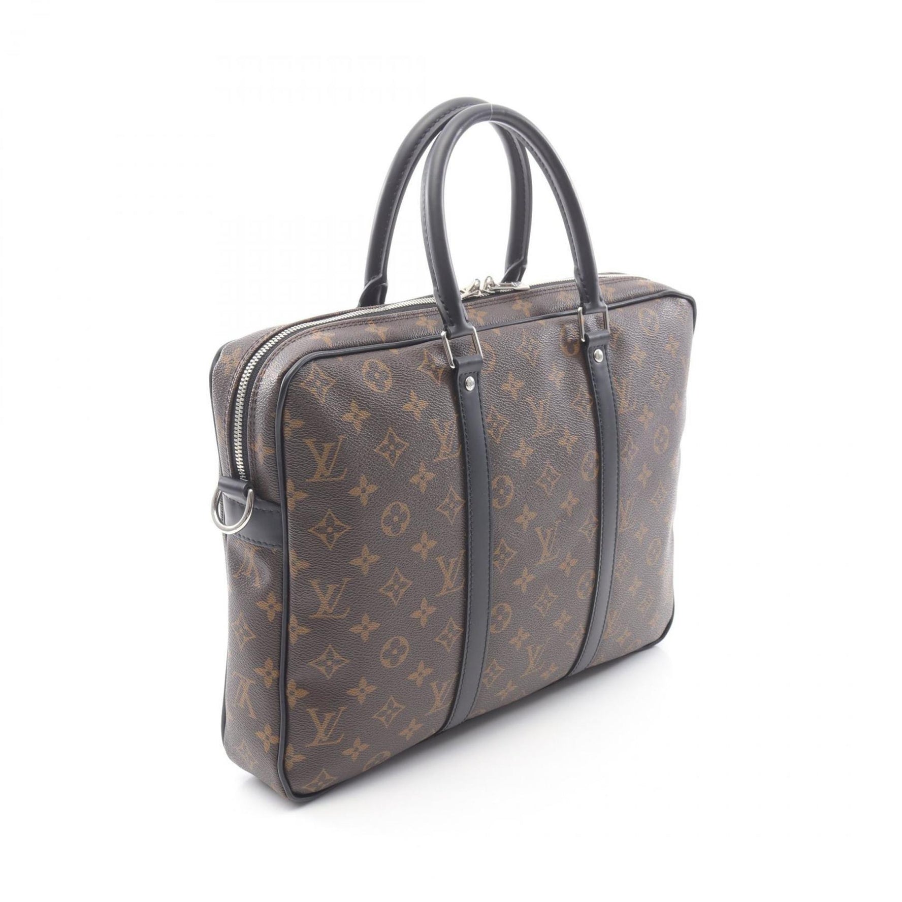 Louis Vuitton PDV PM Briefcase, Coated Canvas and Leather, Monogram Macassar, Brown Black