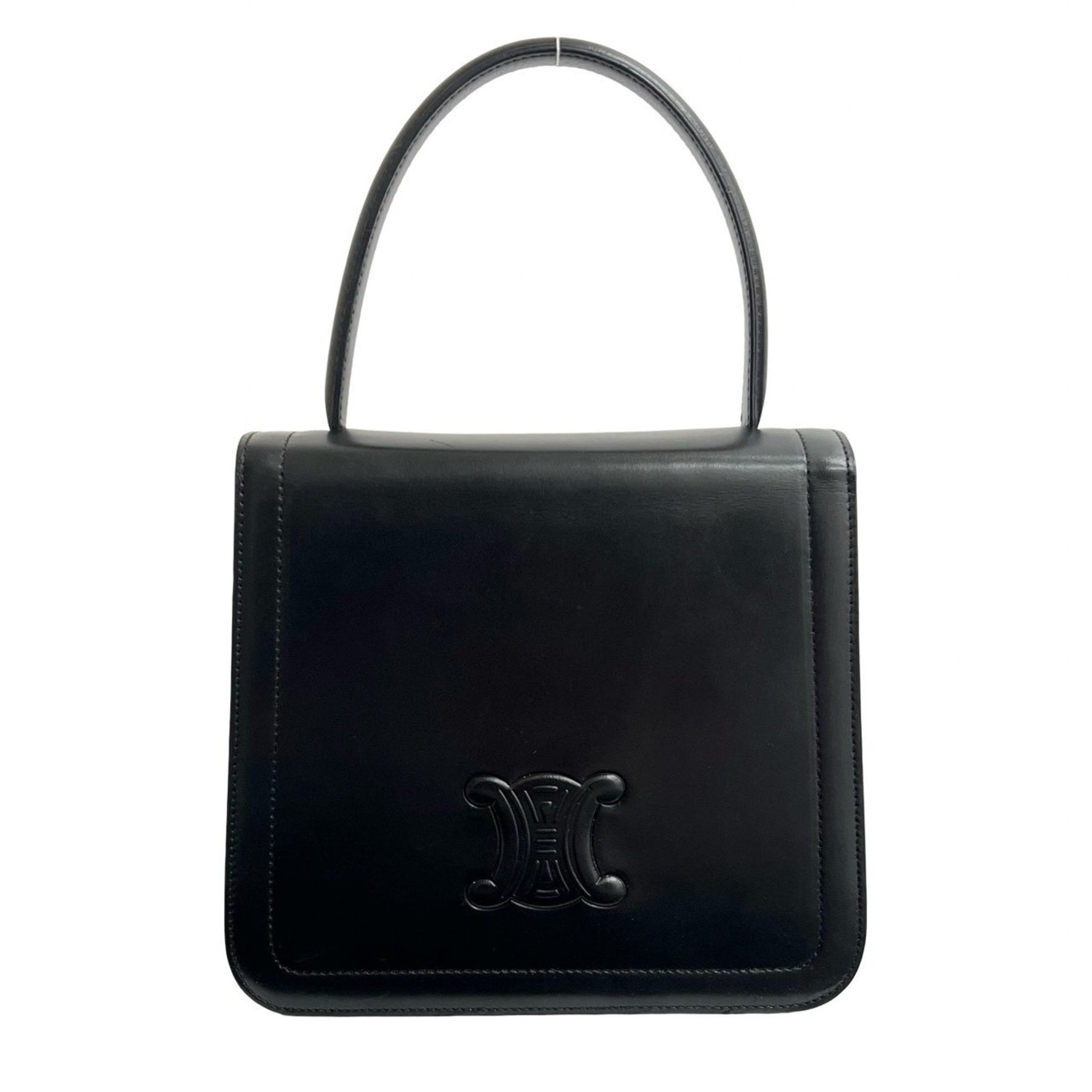 CELINE Old Triomphe Logo Calf Leather Handbag Mini Tote Bag