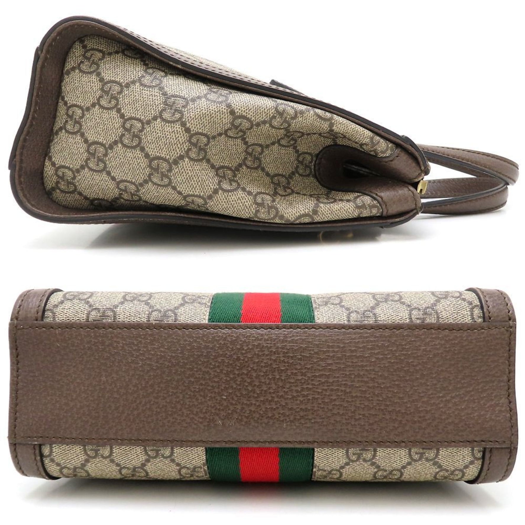 GUCCI Ophidia Small Tote Bag Web Stripe GG Supreme Canvas x Leather Ebony