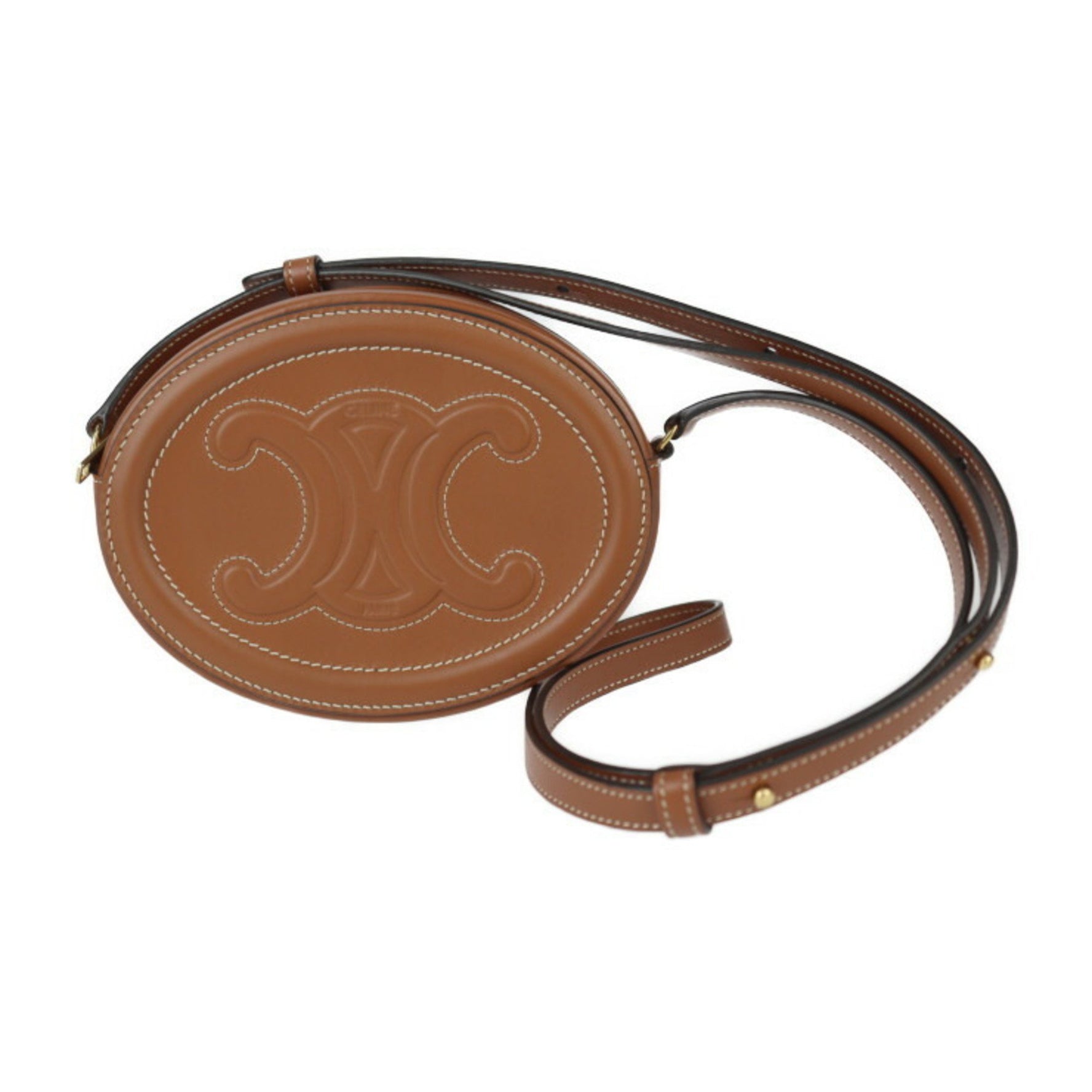 CELINE Cuir Triomphe Oval Purse Crossbody Shoulder Bag Calfskin Pochette