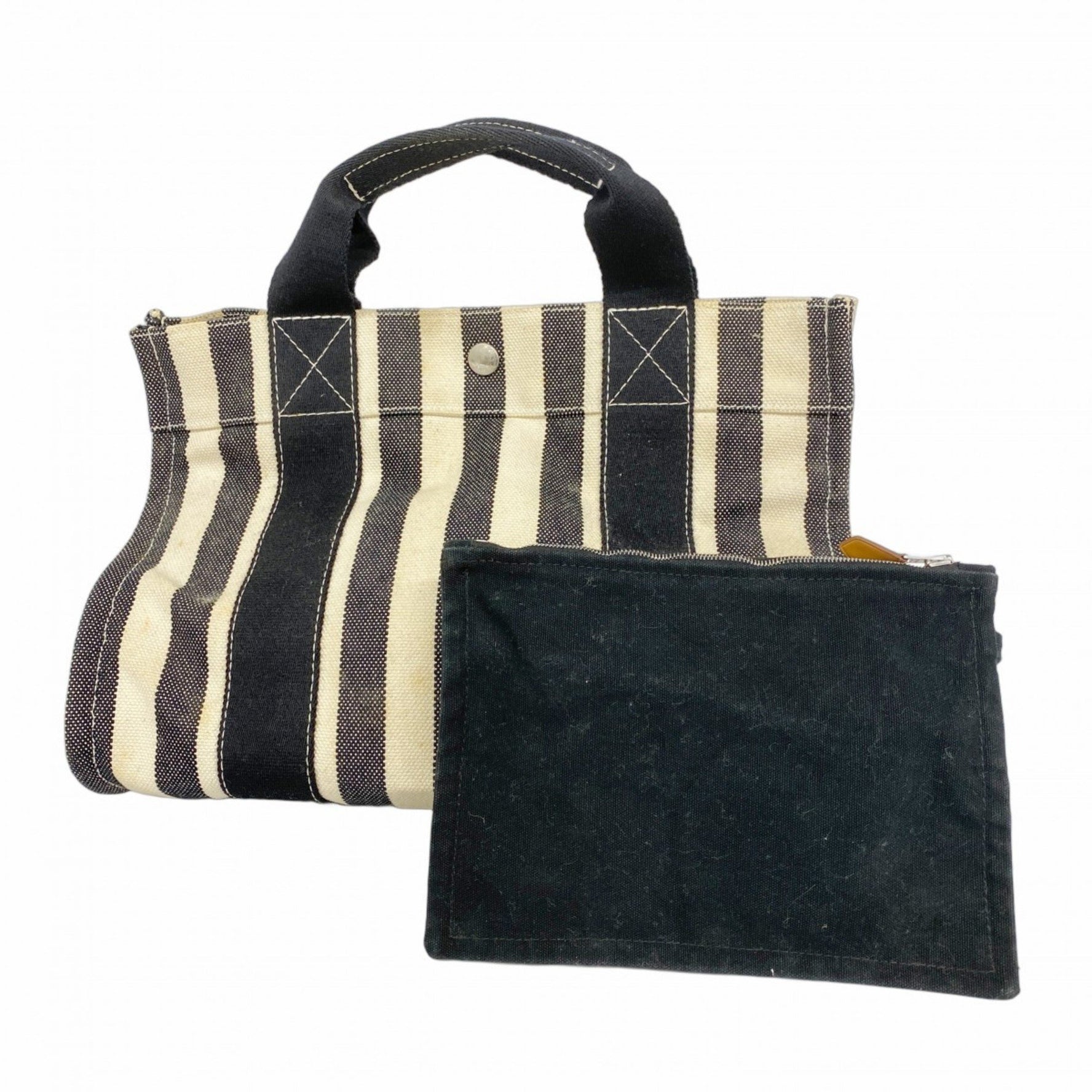 Hermes Hermès Cannes PM Tote Bag, Canvas, Black and White