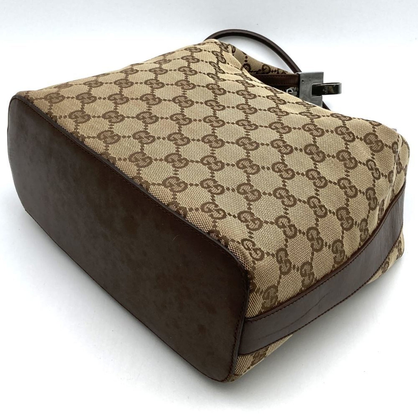 GUCCI 01234 Shoulder Bag/Handbag GG Canvas Leather Beige Women's