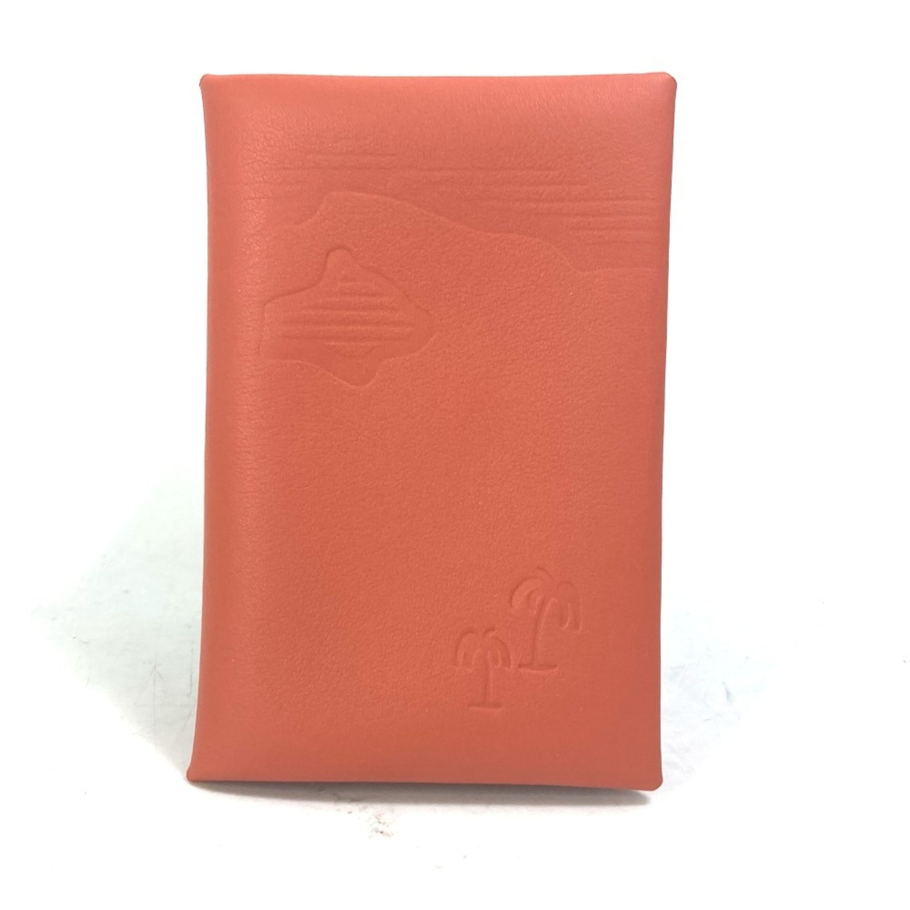 HERMES Business Card Holder Pass Case Calvi Palm Tree Design Bifold Holder/Card Swift Men's