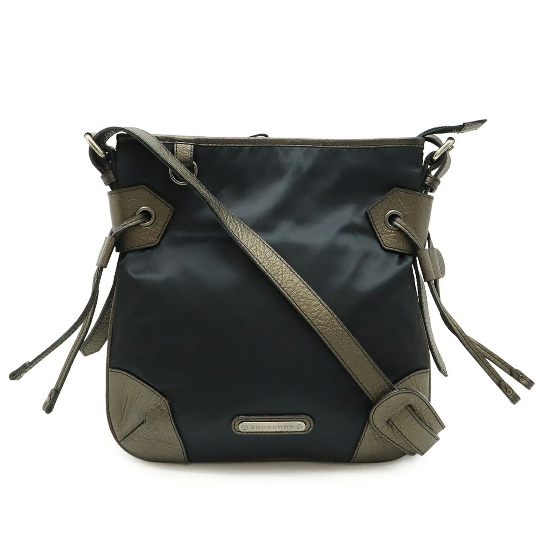 BURBERRY Shoulder bag Nylon Leather Black Metallic Brown
