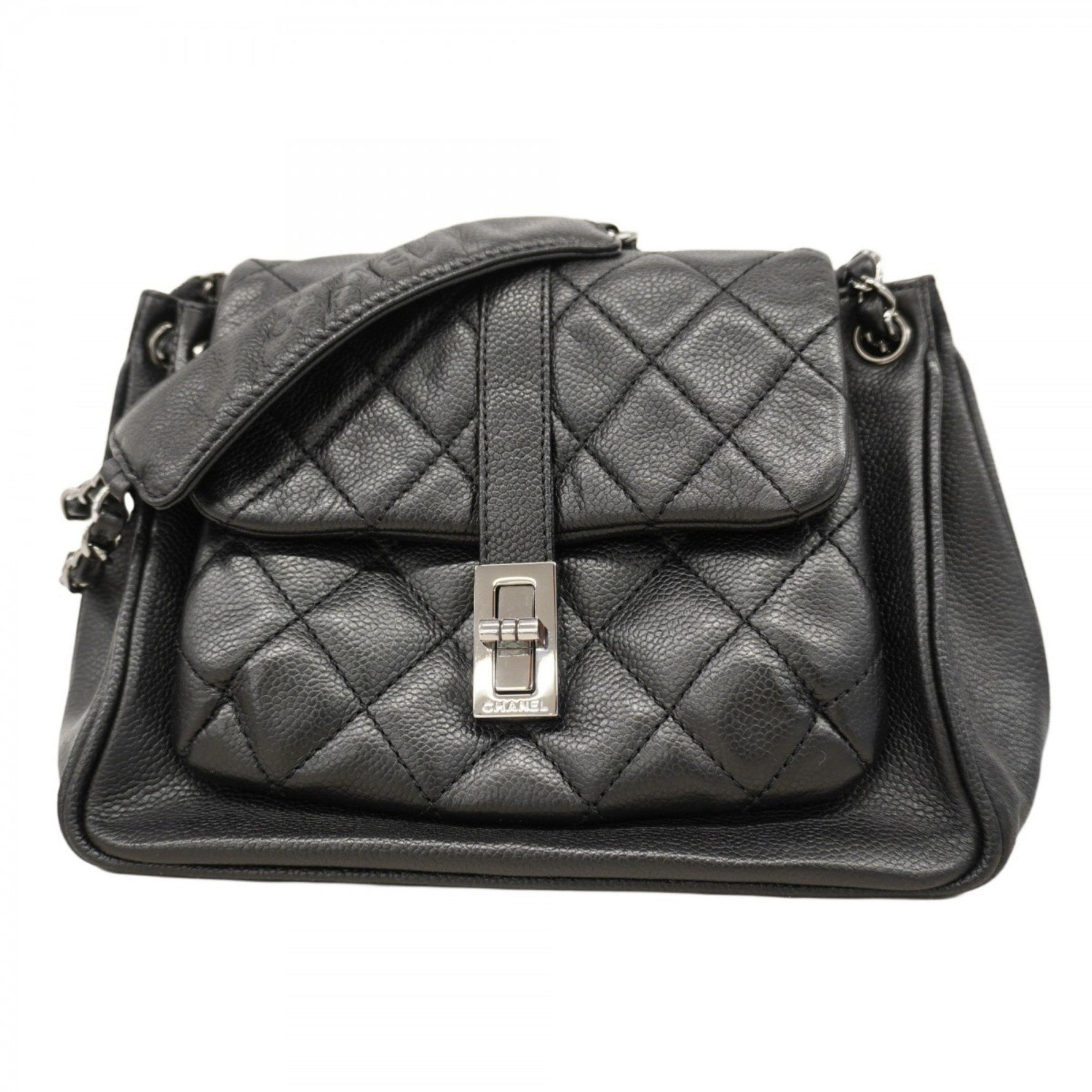 Chanel 2.55 Matelasse Chain Shoulder Bag in Caviar Leather