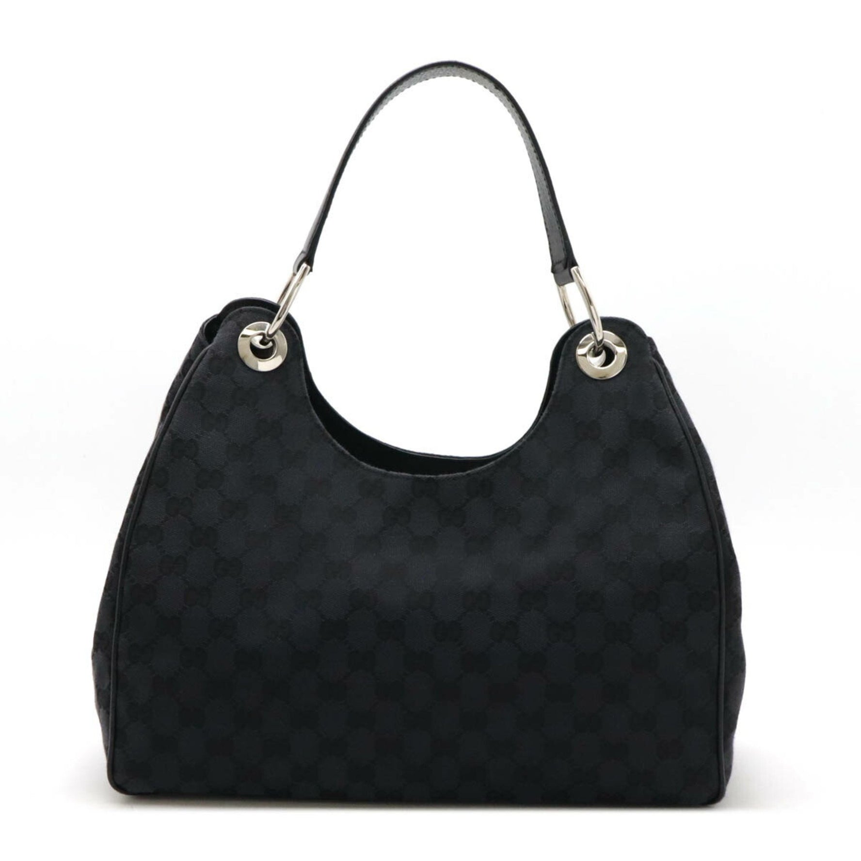 GUCCI GG canvas shoulder bag handbag leather black