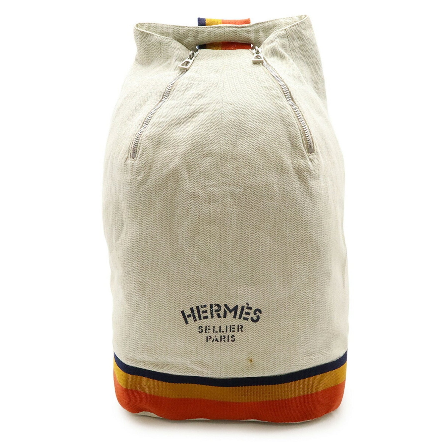 HERMES Cavalier shoulder bag, body canvas, natural, orange, yellow, navy