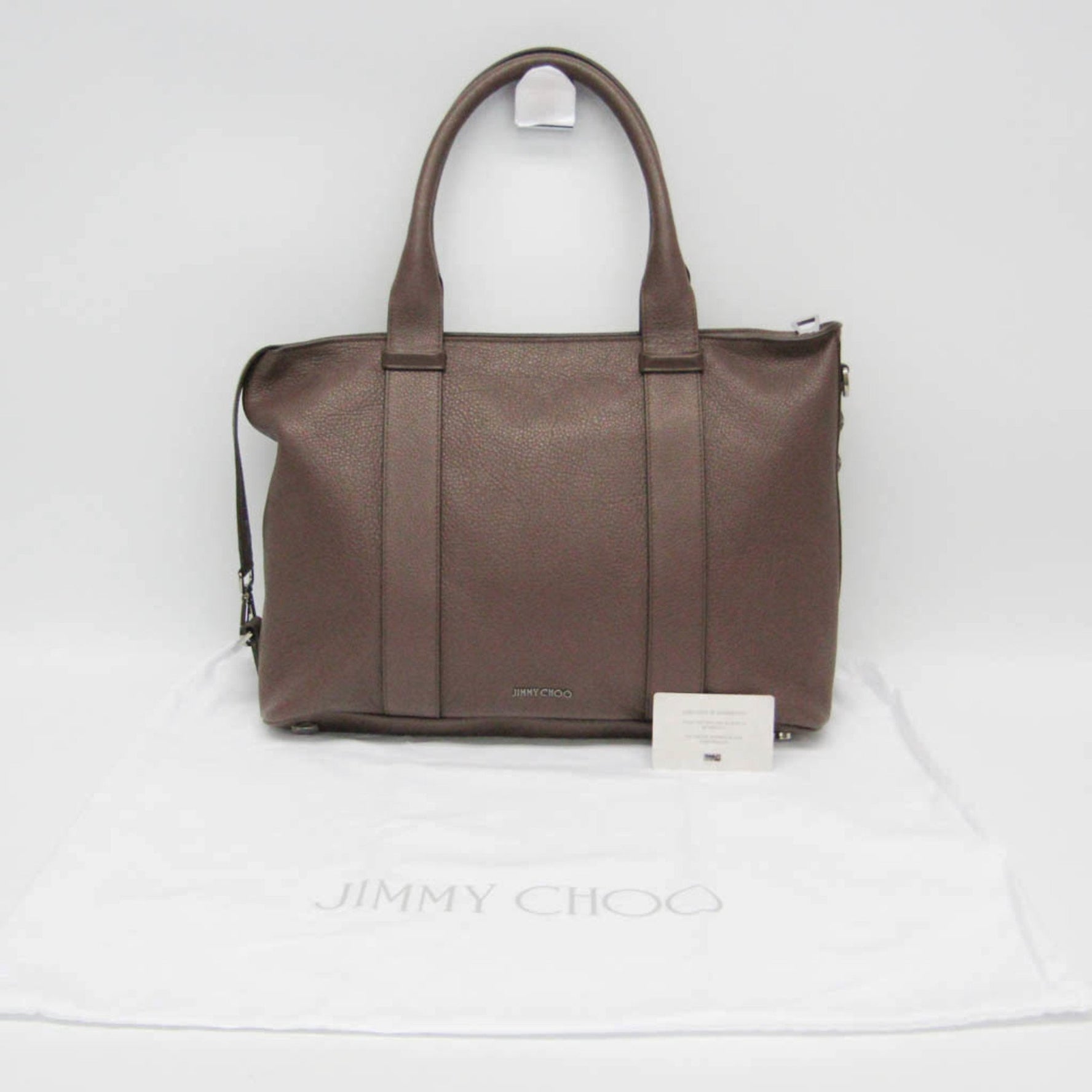Jimmy Choo Leather Tote Bag Dark Brown