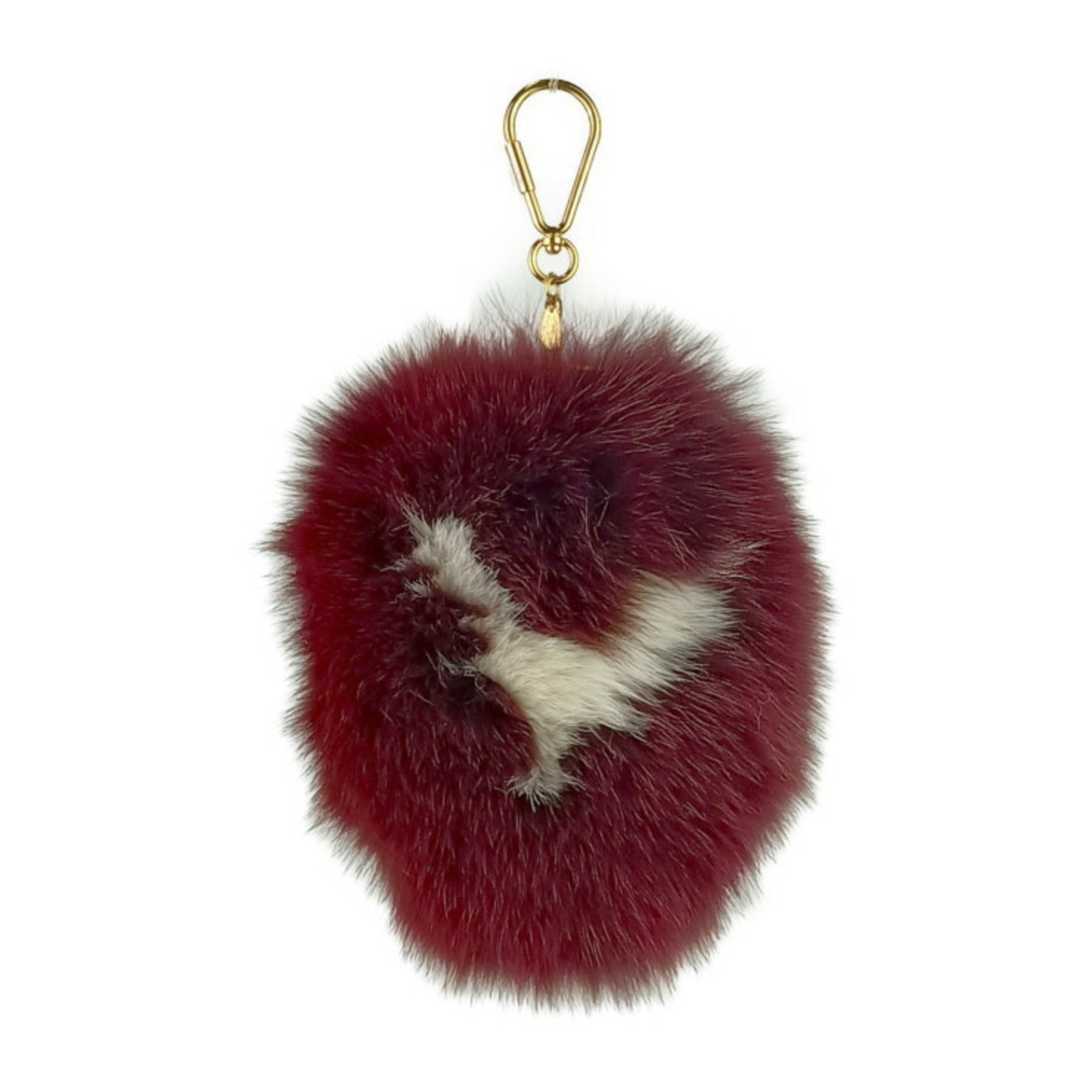 Louis Vuitton Bag Charm Fuzzy V Keychain Amaranth Fox Fur Men's