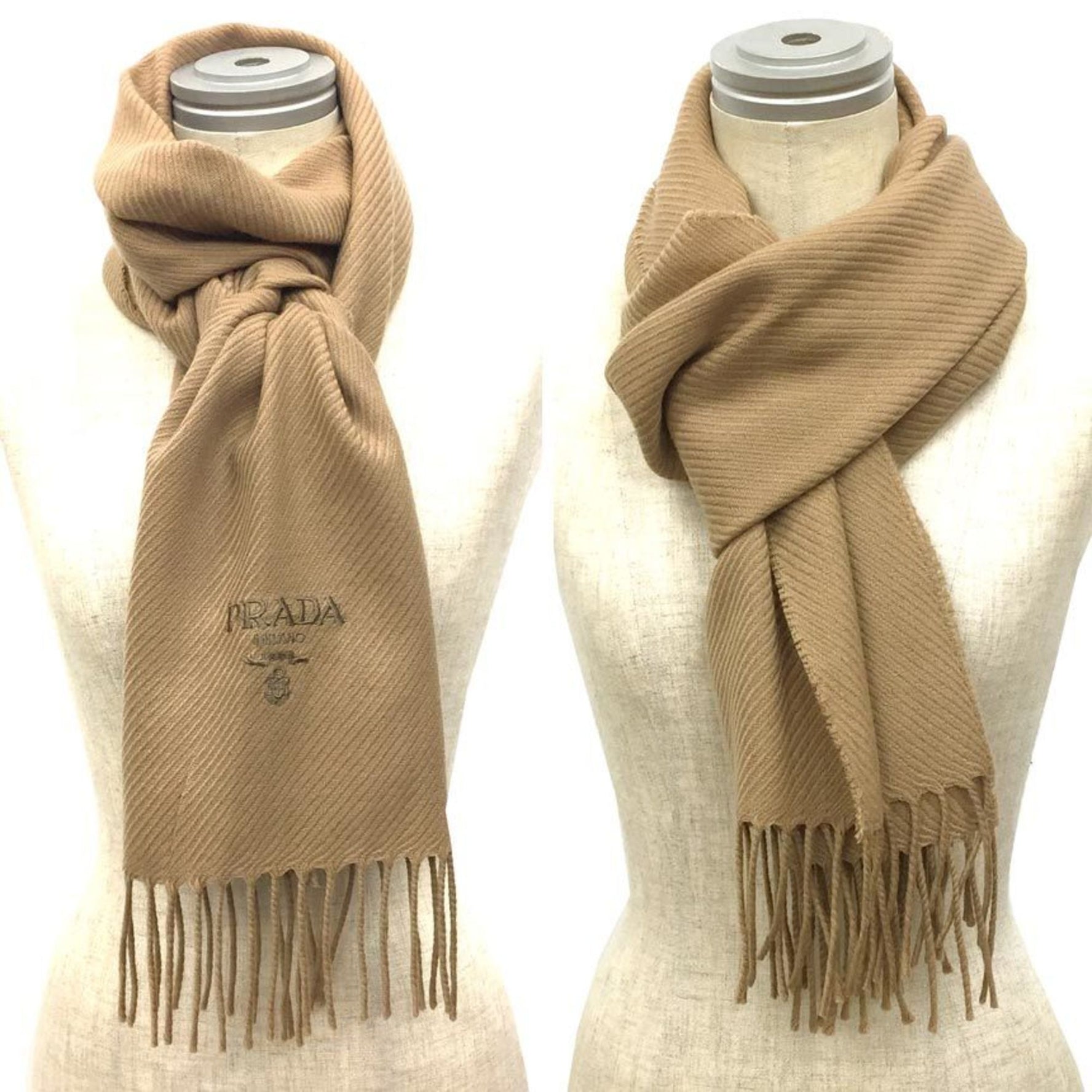 PRADA Wool Scarf Beige aq11368