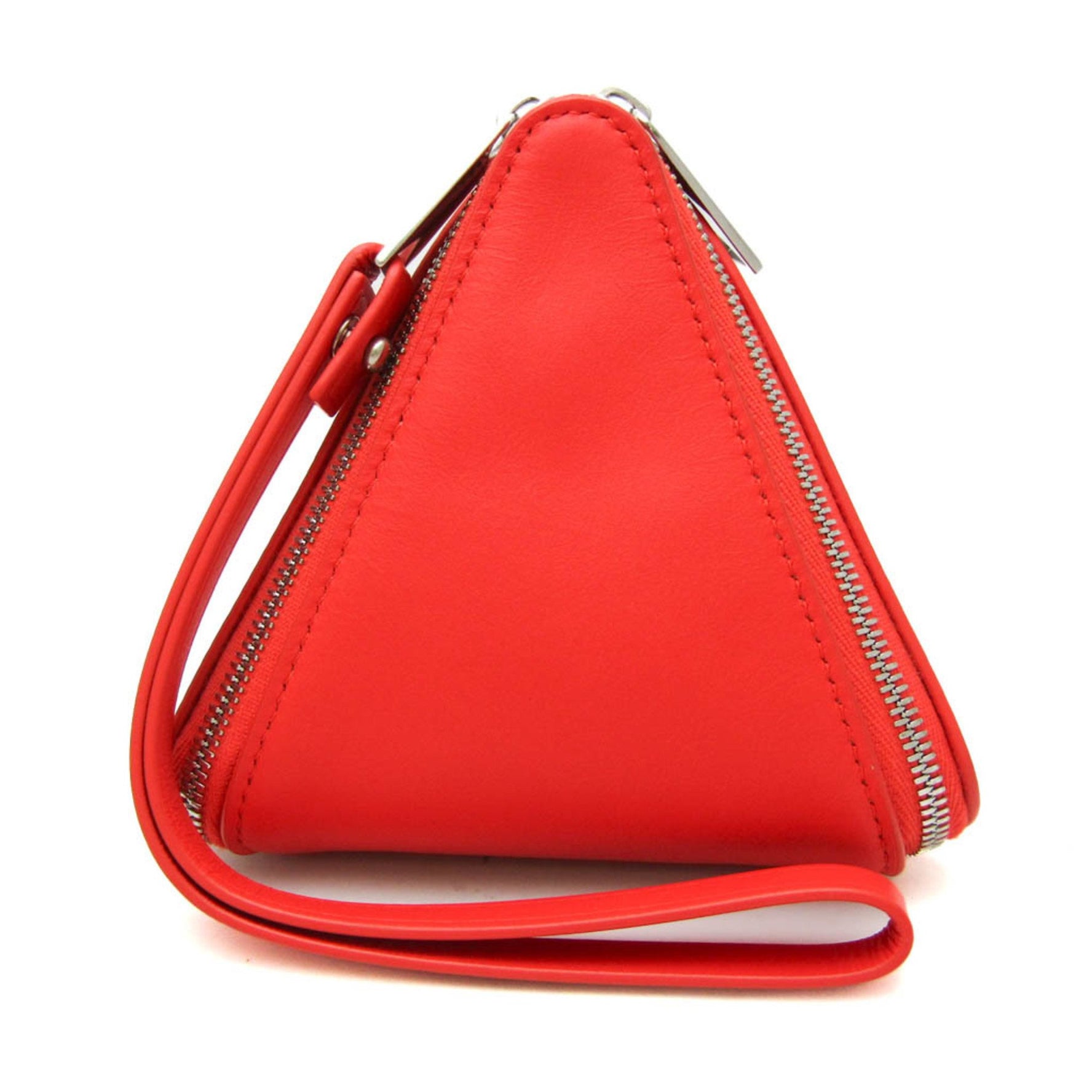 Bottega Veneta Intrecciato Pyramid Leather Pouch Red Color