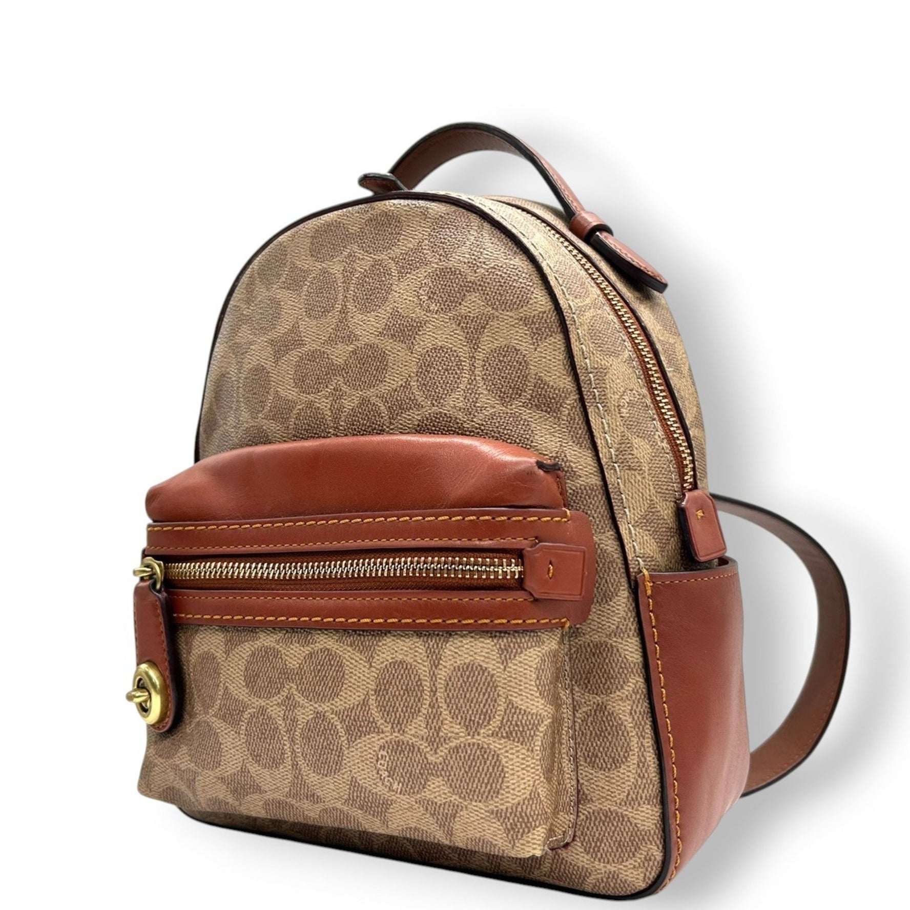 Coach Academy Backpack Signature Brown Leather