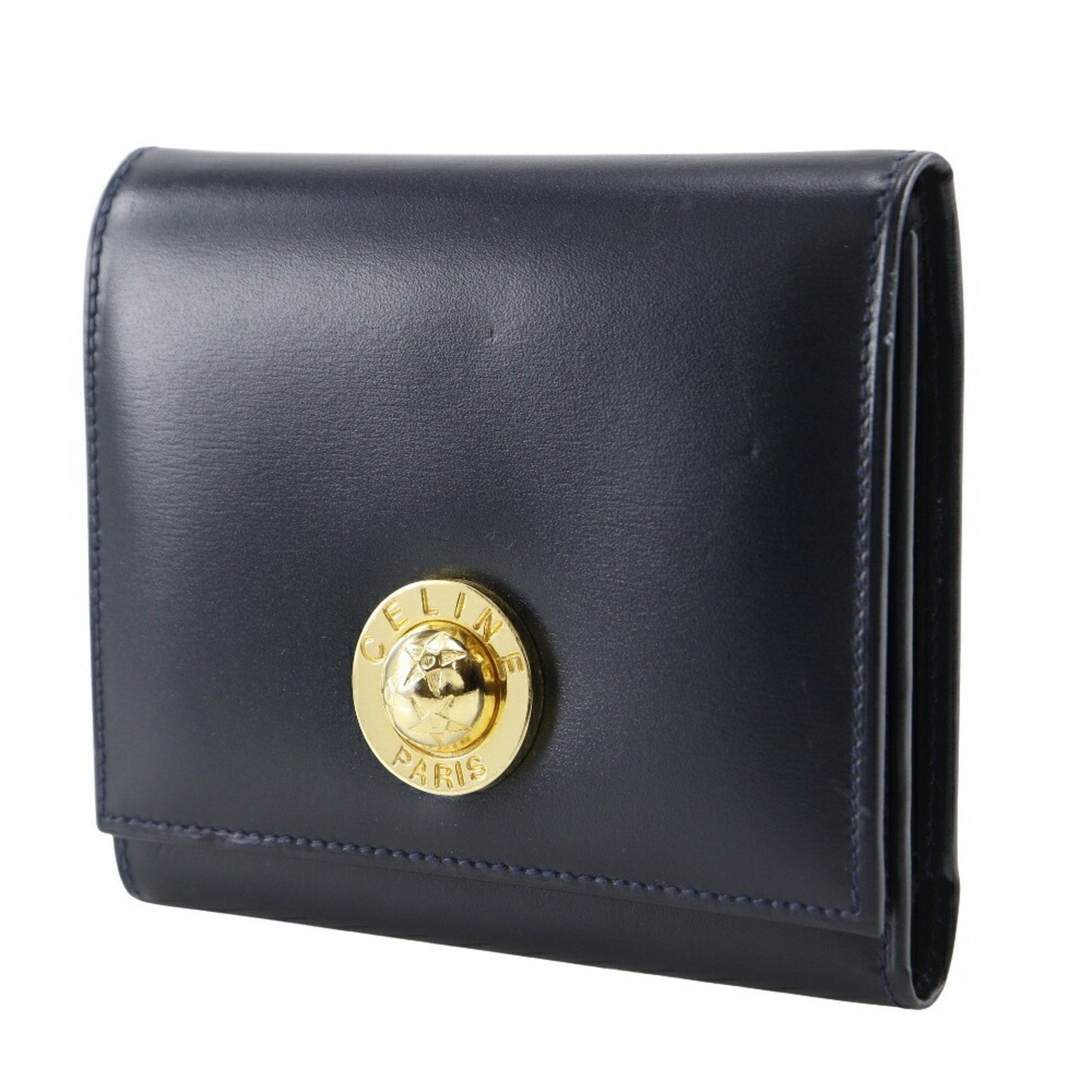 Celine Star Ball Tri-fold Wallet, Blue, Snap Buttons