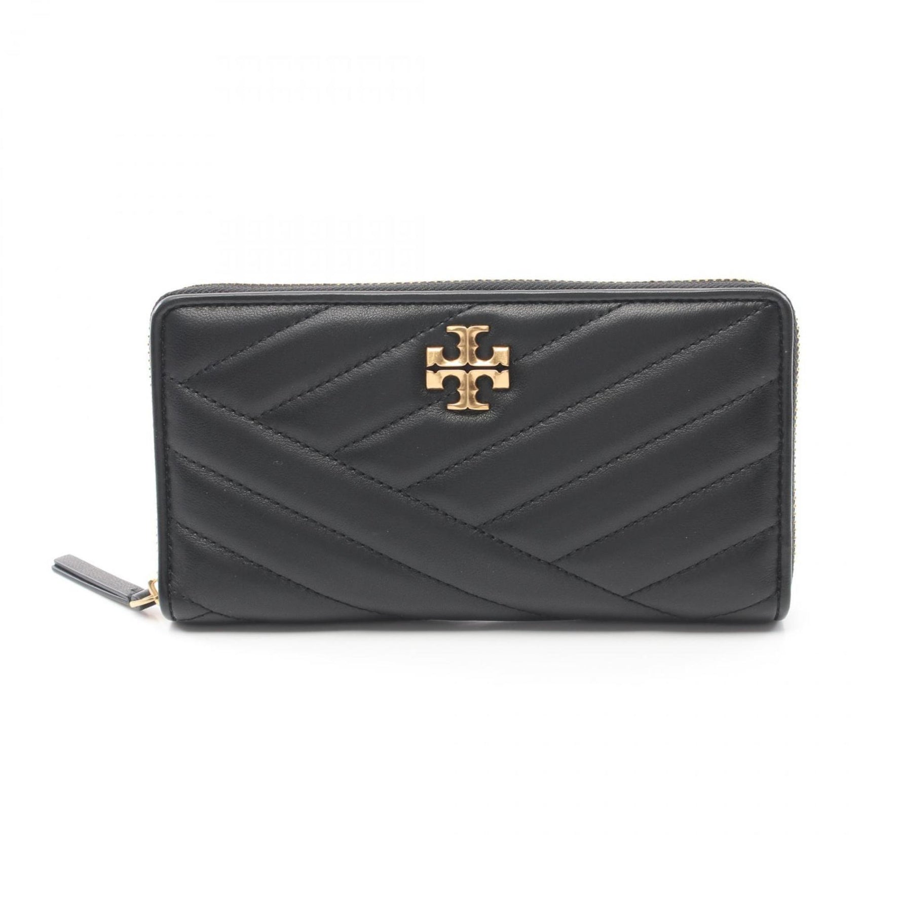 Tory Burch Kira Chevron Round Long Wallet Leather Women's Black