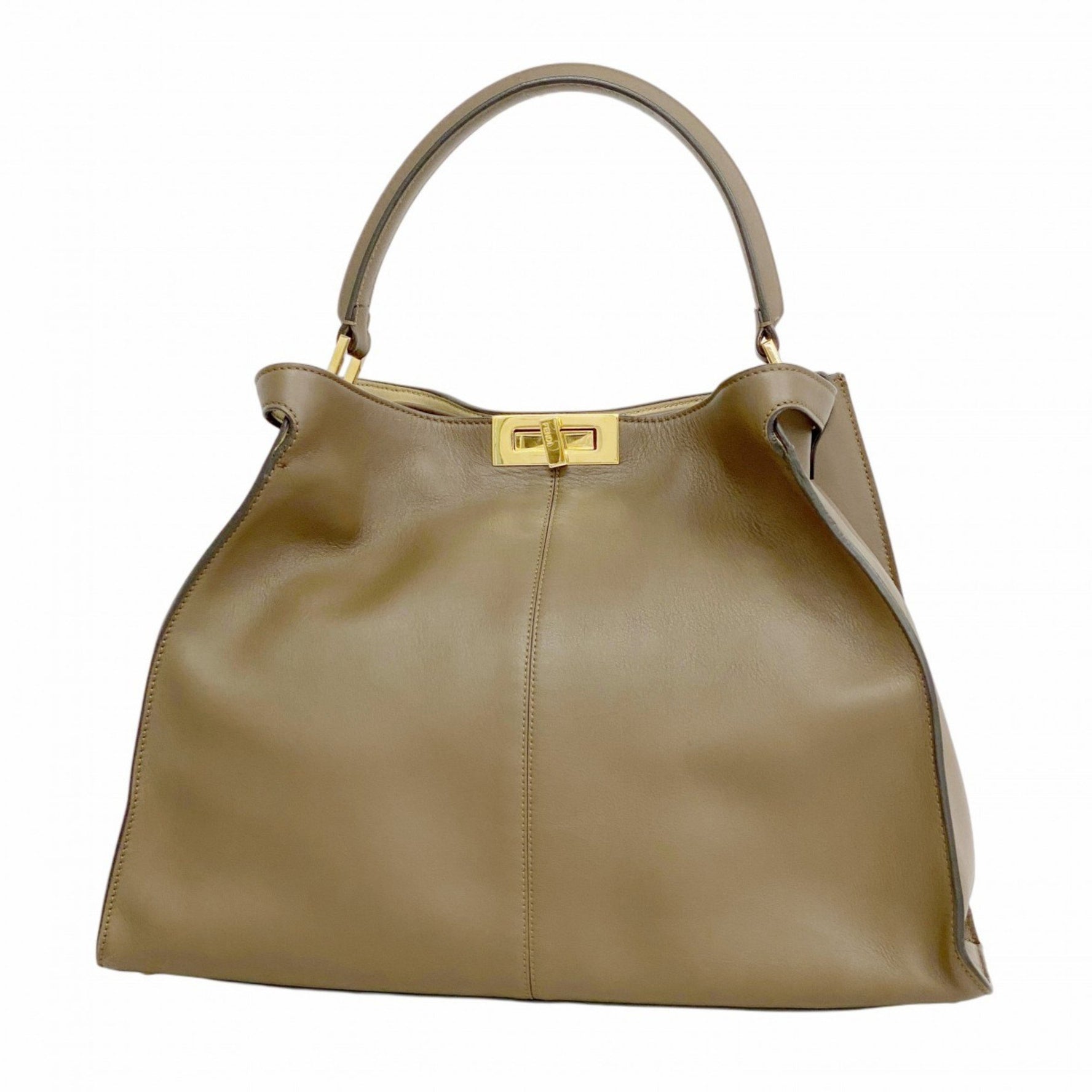 Fendi Peekaboo X-Lite Leather Handbag Brown Women's