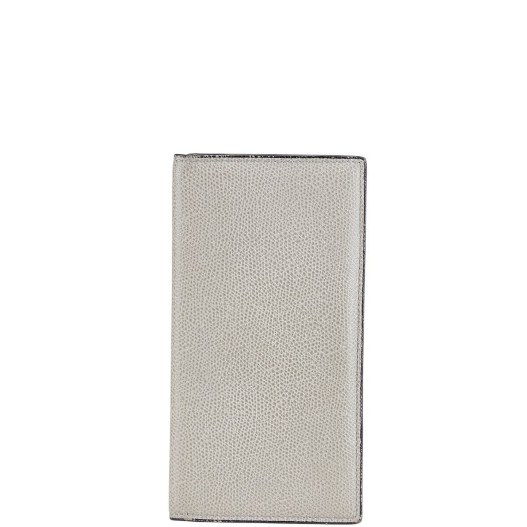 Valextra Vertical 12 Card Long Wallet Billfold Grey Leather Women's