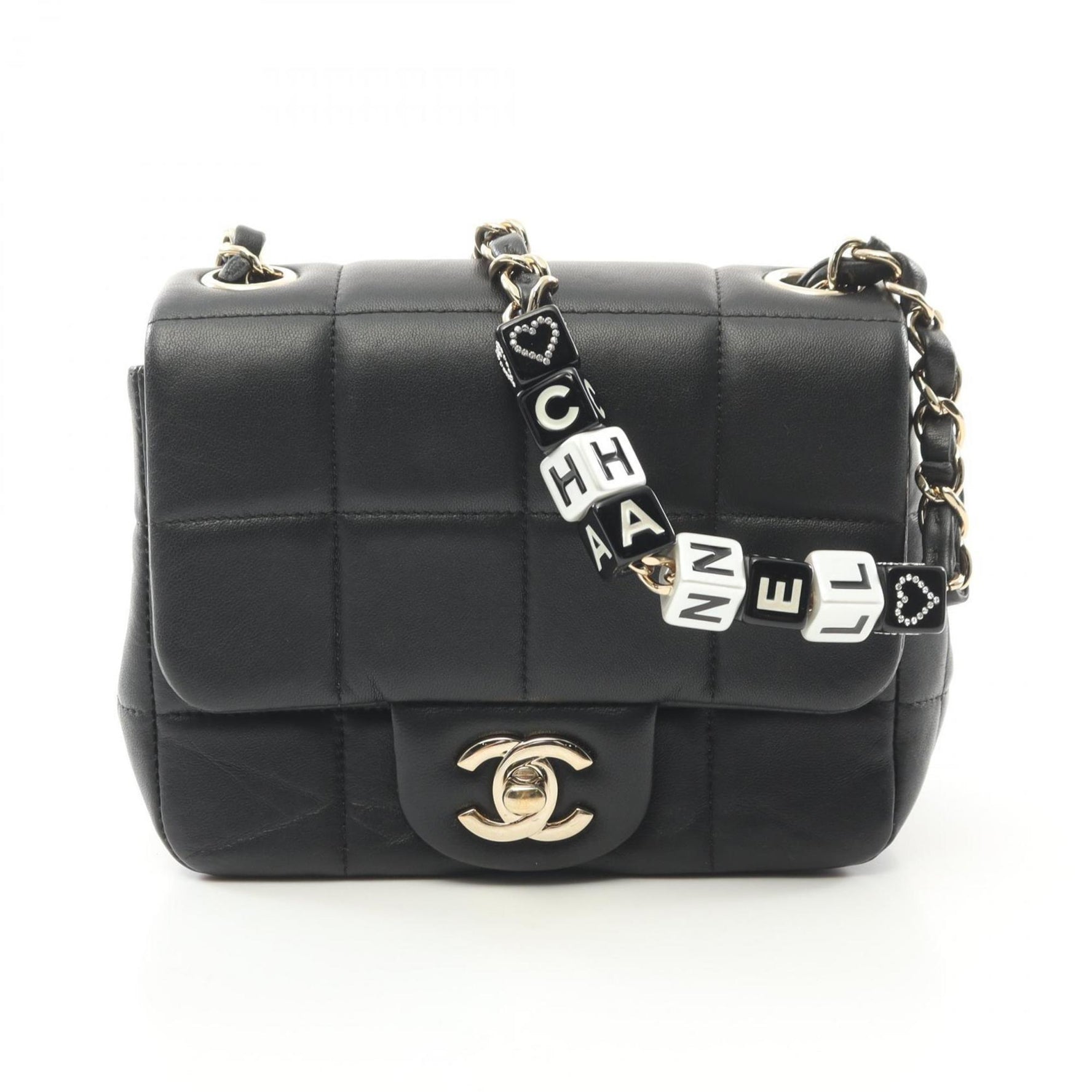 CHANEL Chocolate Bar Mini Flap Shoulder Bag Lambskin (Sheepskin)