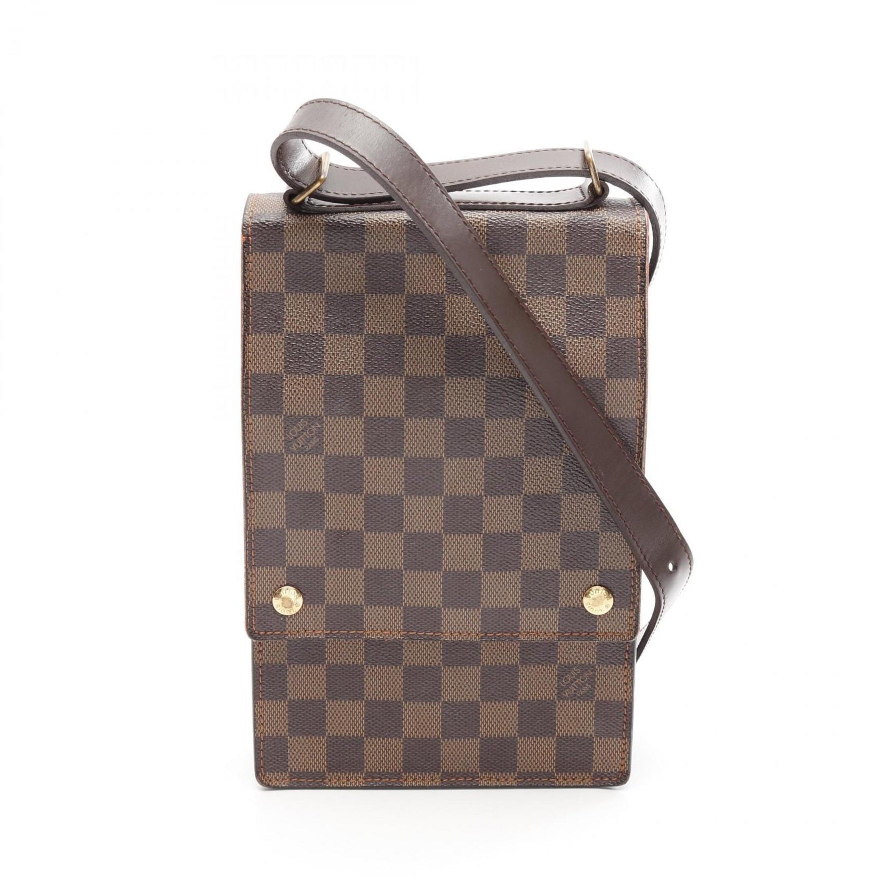 Louis Vuitton Portobello Damier Ebene Shoulder Bag Coated Canvas Leather