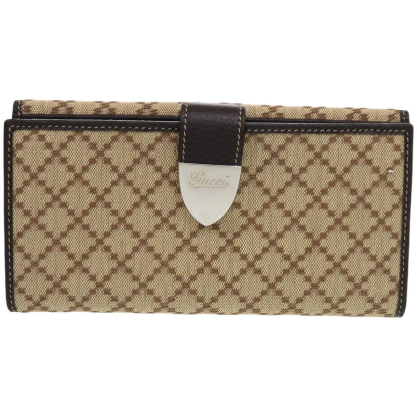 Like new Gucci Diamante canvas and leather long wallet with silver hardware in (0398)