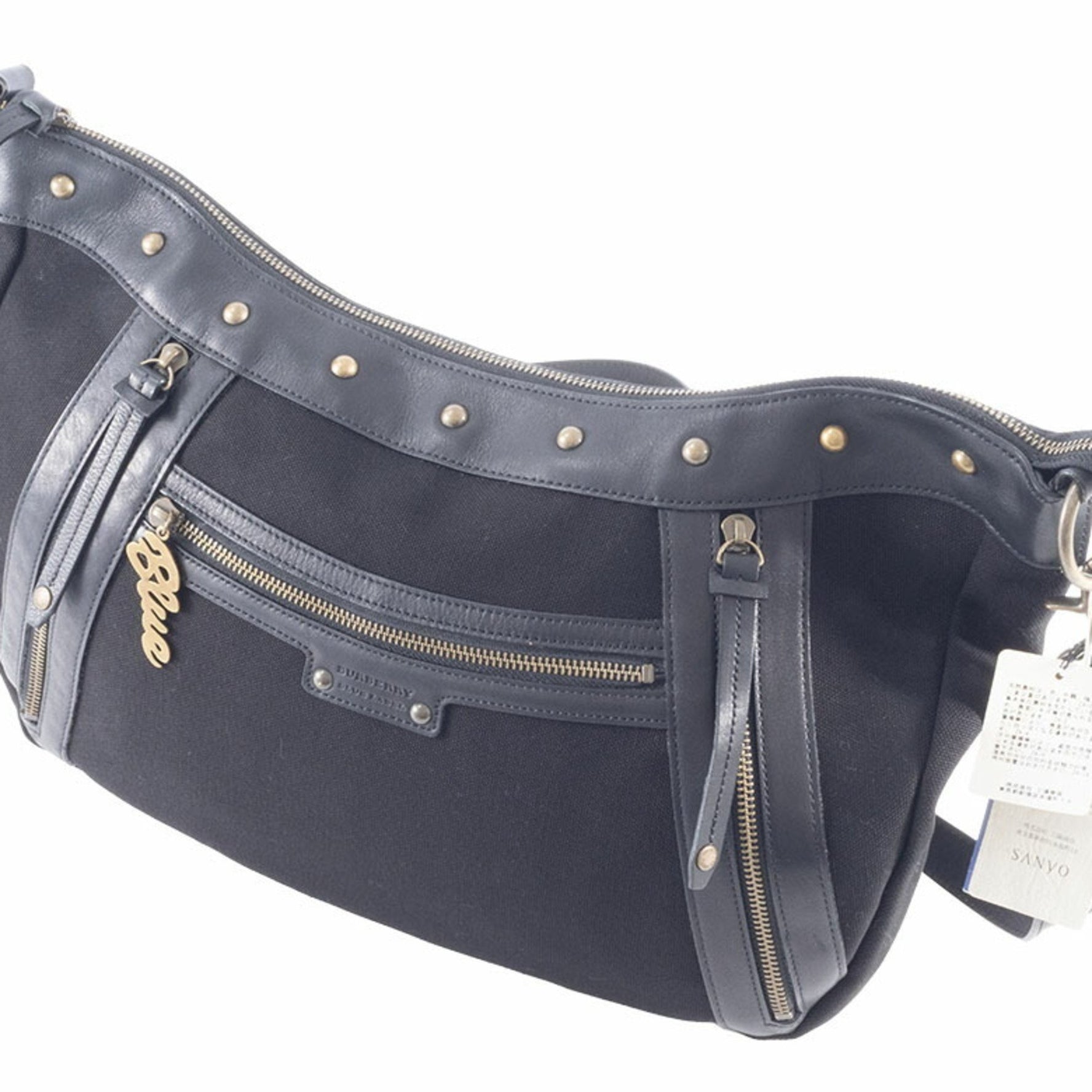 Burberry Canvas Shoulder Bag Leather Black Women's Blue Label Crossbody BURBERRY