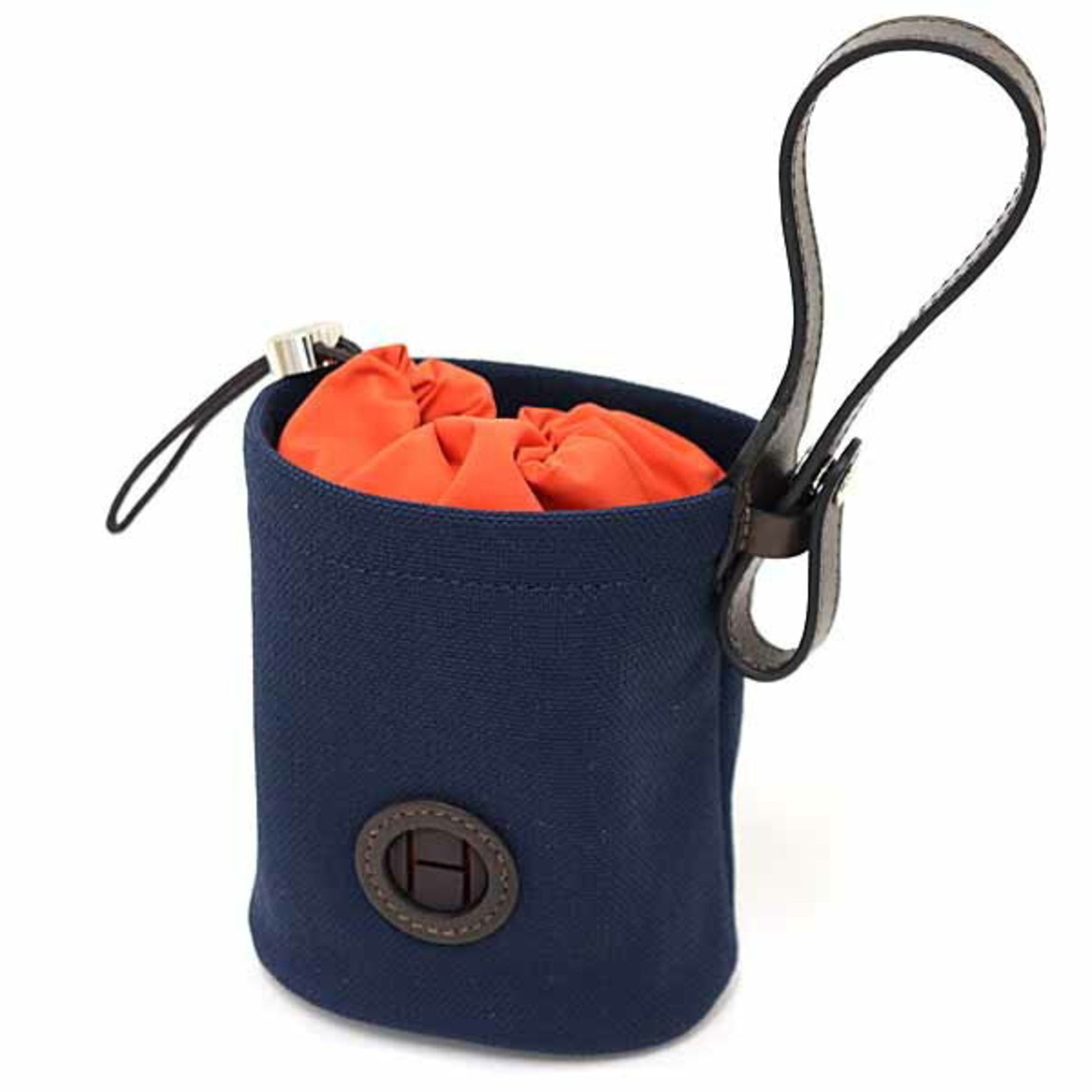 Hermes Dog Treat Pouch DOG Coated Canvas B Stamp (Made in 2023) Navy Orange