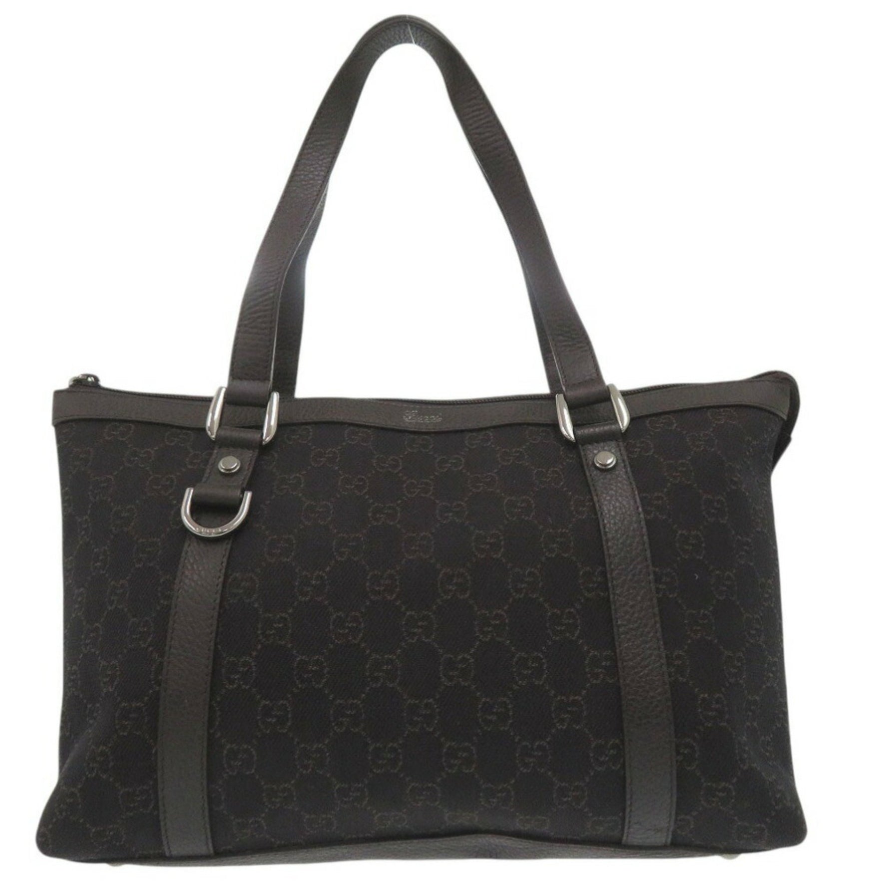 Gucci GG ABBEY Tote Bag Canvas Leather Dark Brown 0767GUCCI