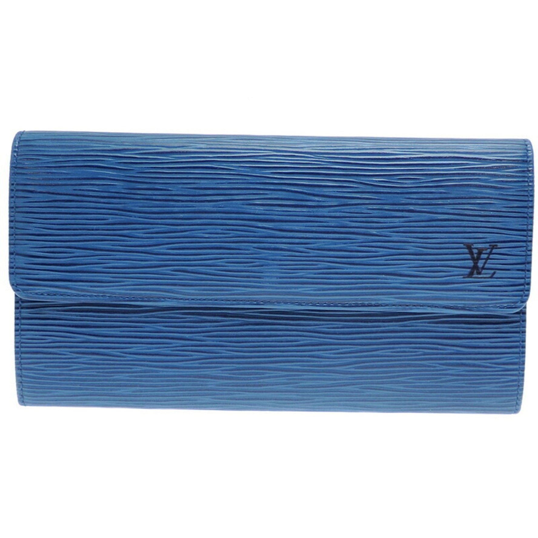 Louis Vuitton Pochette Porte Monnaie Credit and Men's Long Wallet Epi Toledo Blue (Blue)