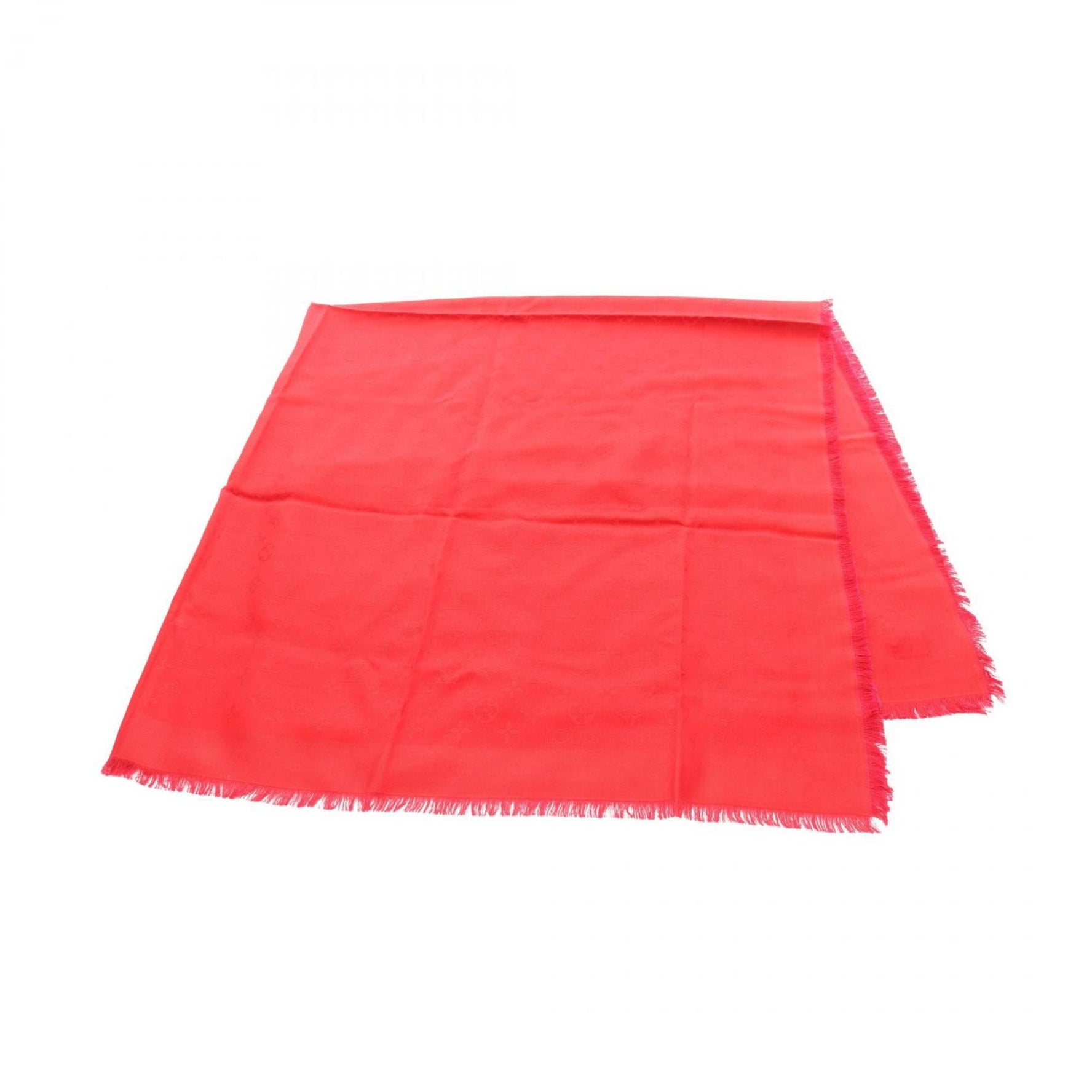 Louis Vuitton Monogram Shawl, Scarf, Wool and Silk, Red