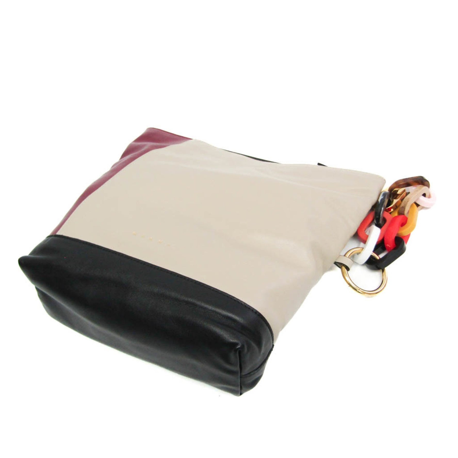 Marni PHMP0031Y0 P4092 Women's Leather Clutch Bag Beige,Black,Bordeaux,Multi-color